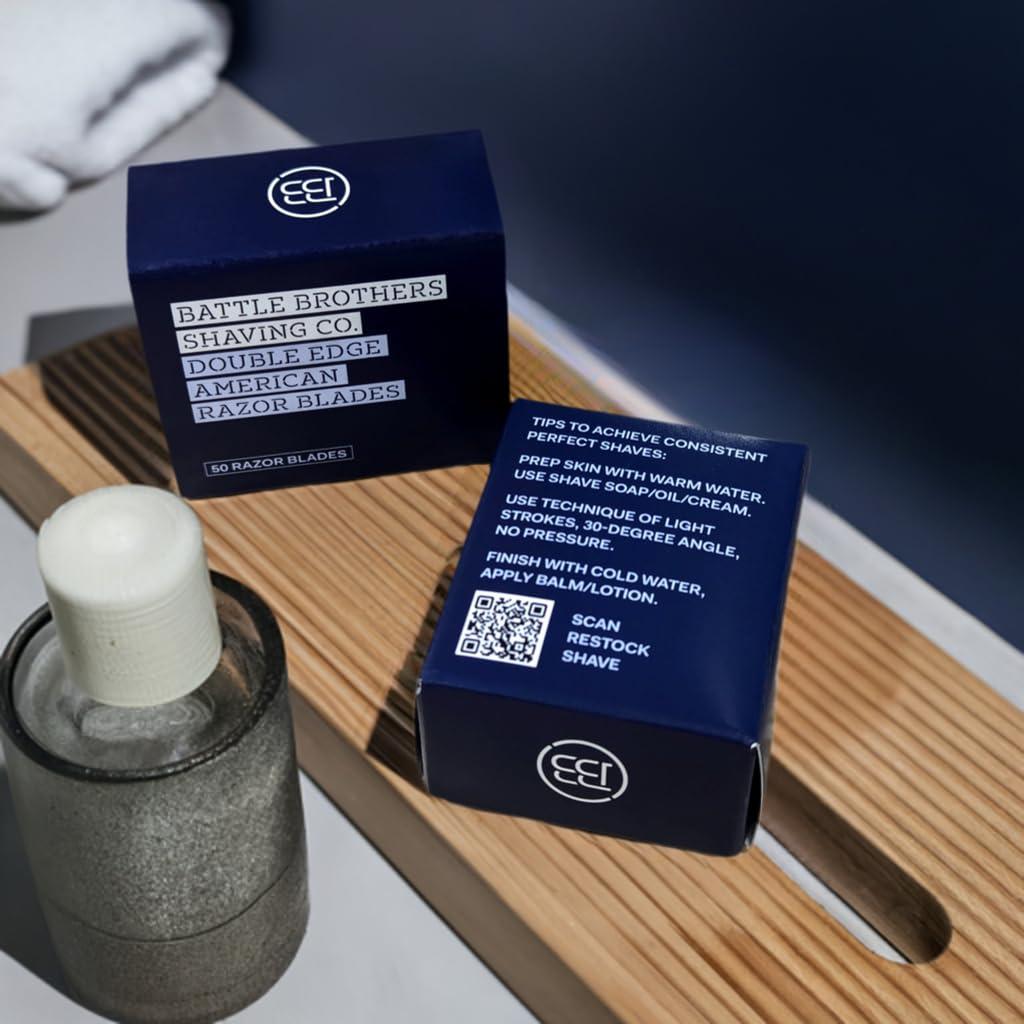 Cuchillas de Afeitar Doble Filo Battle Brothers - Acero Inoxidable, 50 Unidades