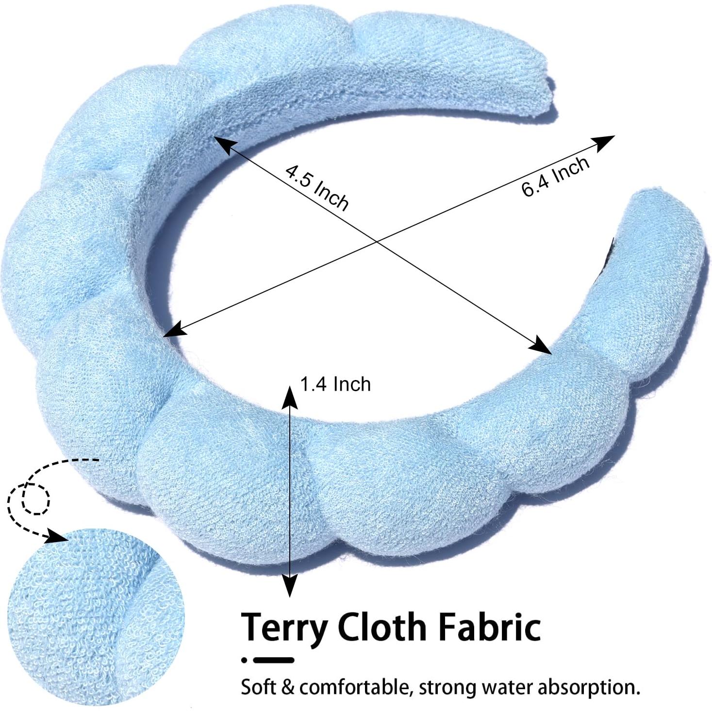 Diadema de Spa HITMODA de Tela de Toalla Azul para Maquillaje