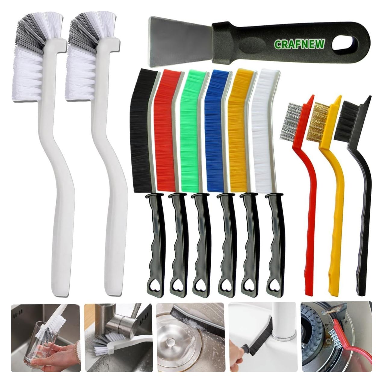 Juego de Cepillos de Limpieza CRAFNEW 12 Piezas Multicolores