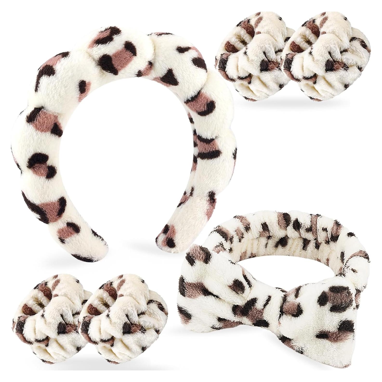 Conjunto de Banda de Spa y Muñequera Zkptops Leopardo Beige