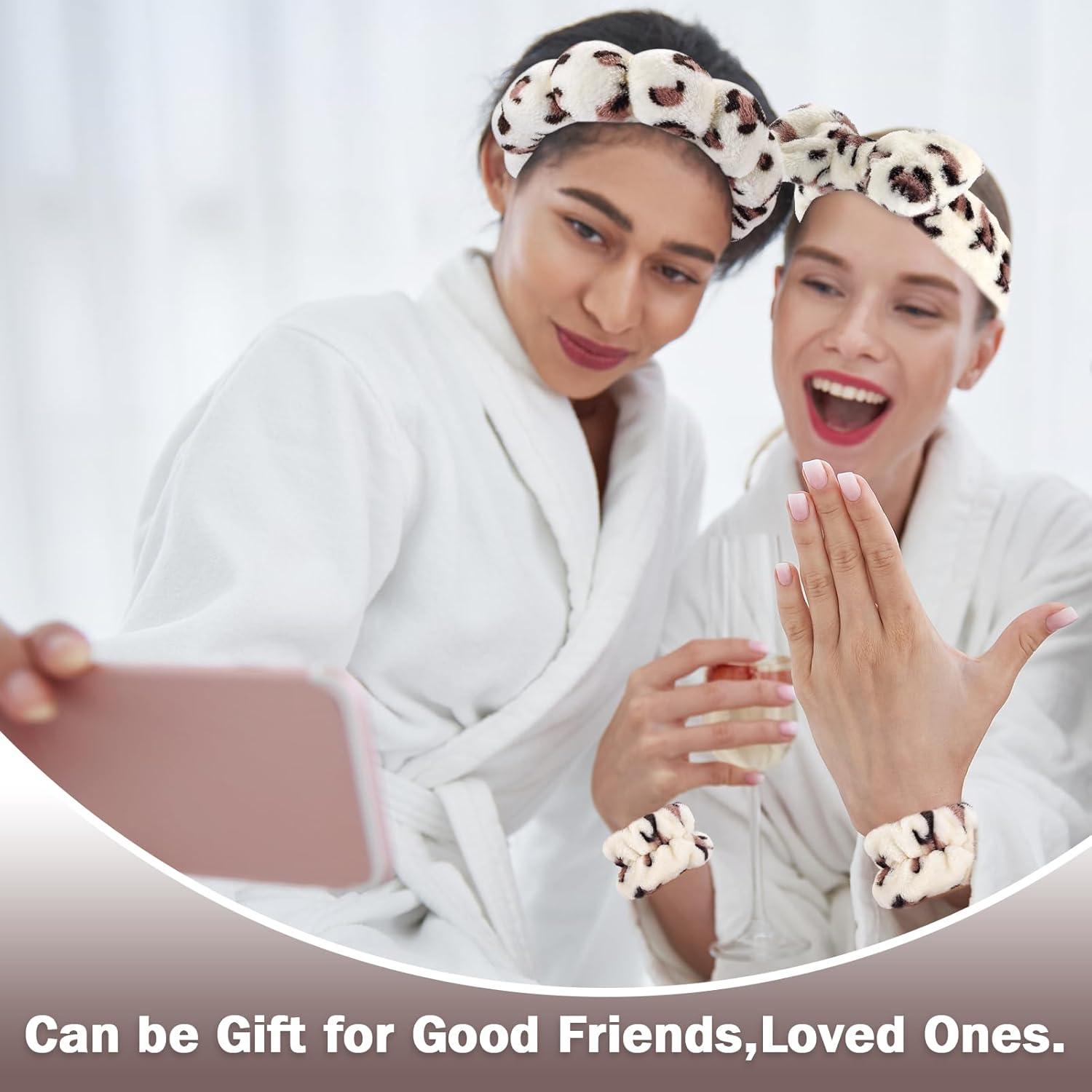 Conjunto de Banda de Spa y Muñequera Zkptops Leopardo Beige