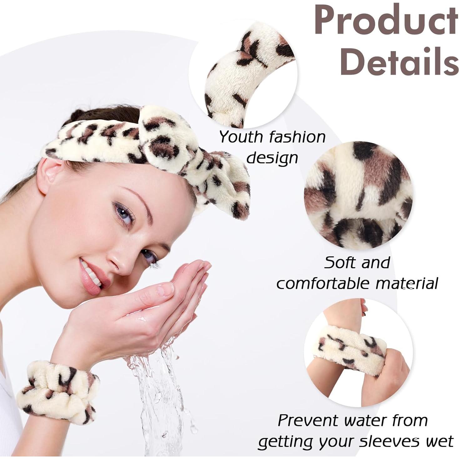 Conjunto de Banda de Spa y Muñequera Zkptops Leopardo Beige
