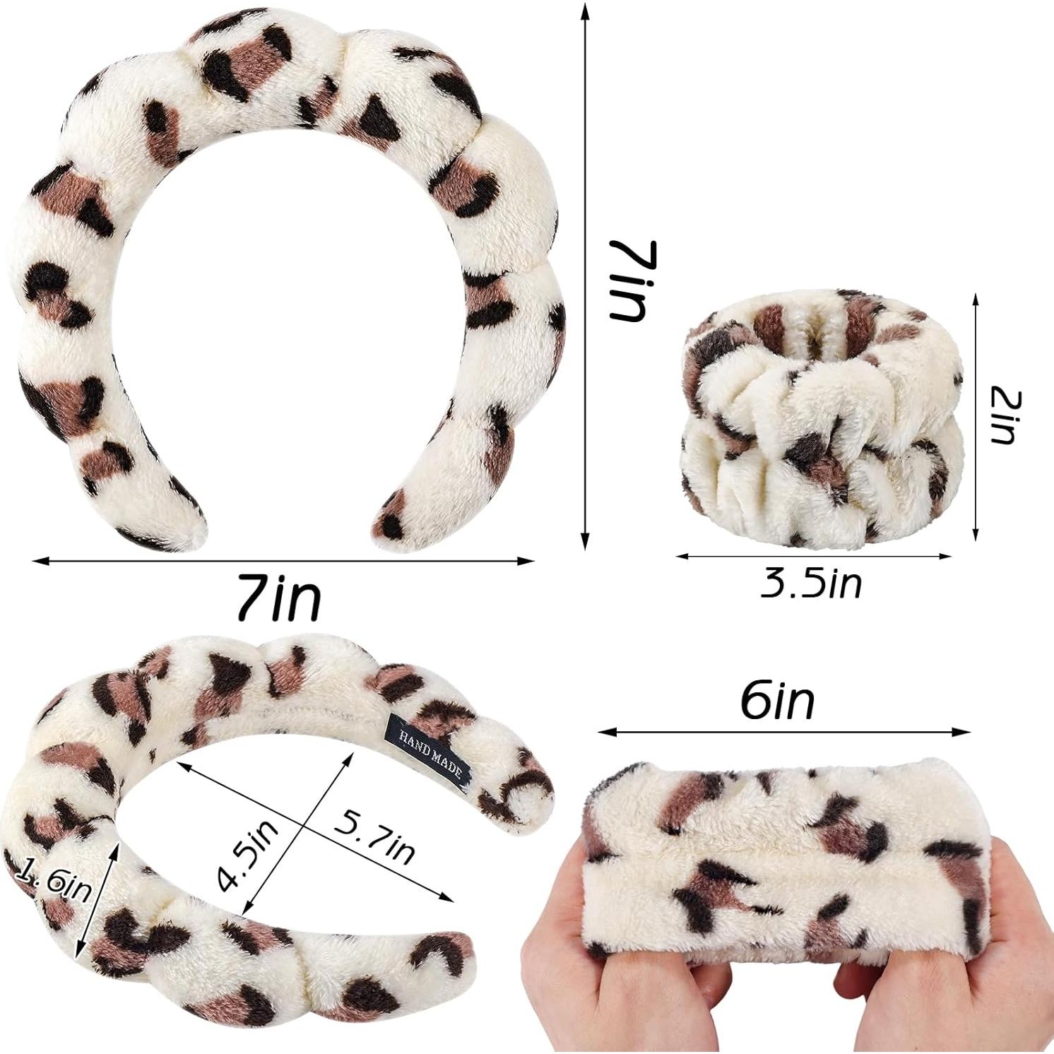 Conjunto de Banda de Spa y Muñequera Zkptops Leopardo Beige