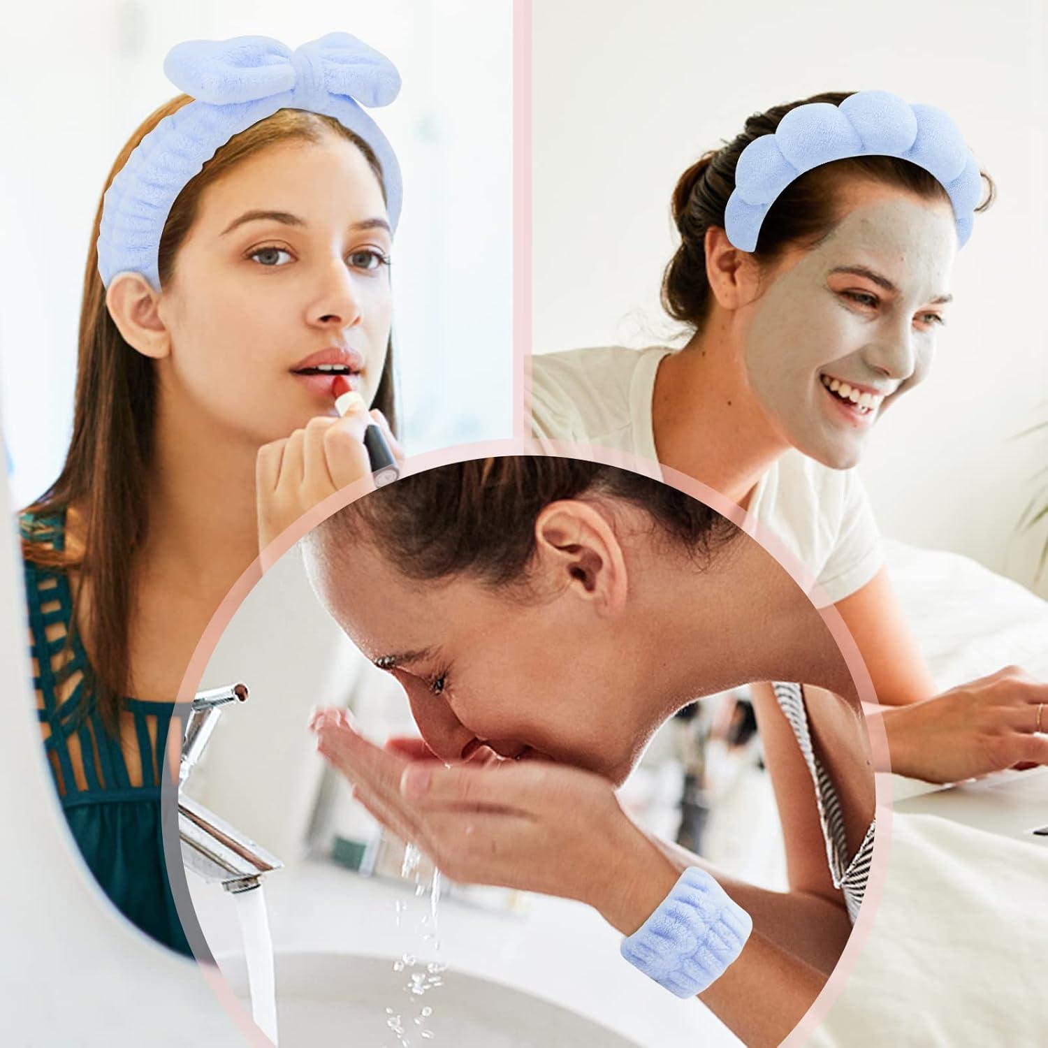 Diademas de Spa ATROCH con Muñequera - Cuidado Facial Azul