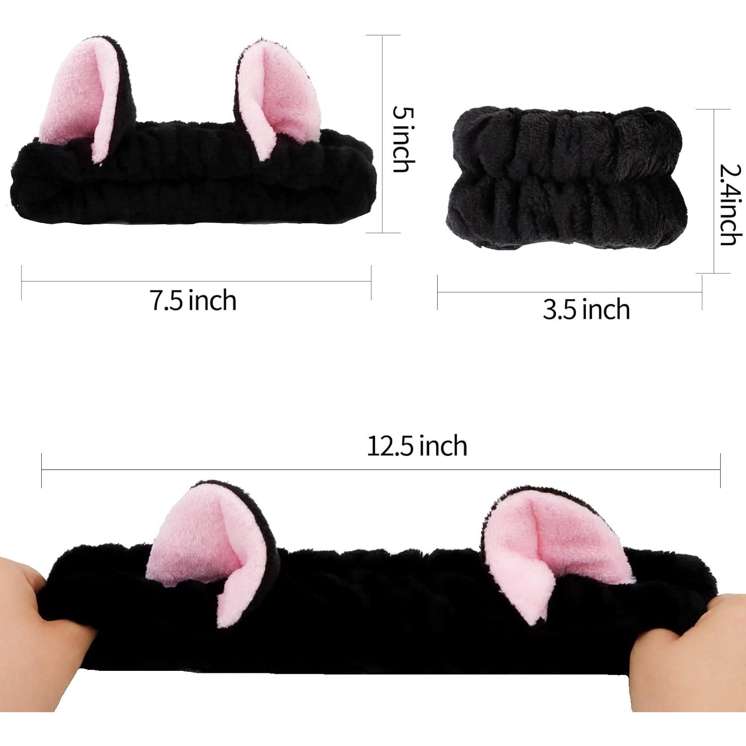 Set de Spa WHAVEL 3 Piezas Diadema Gato y Muñequera Negra