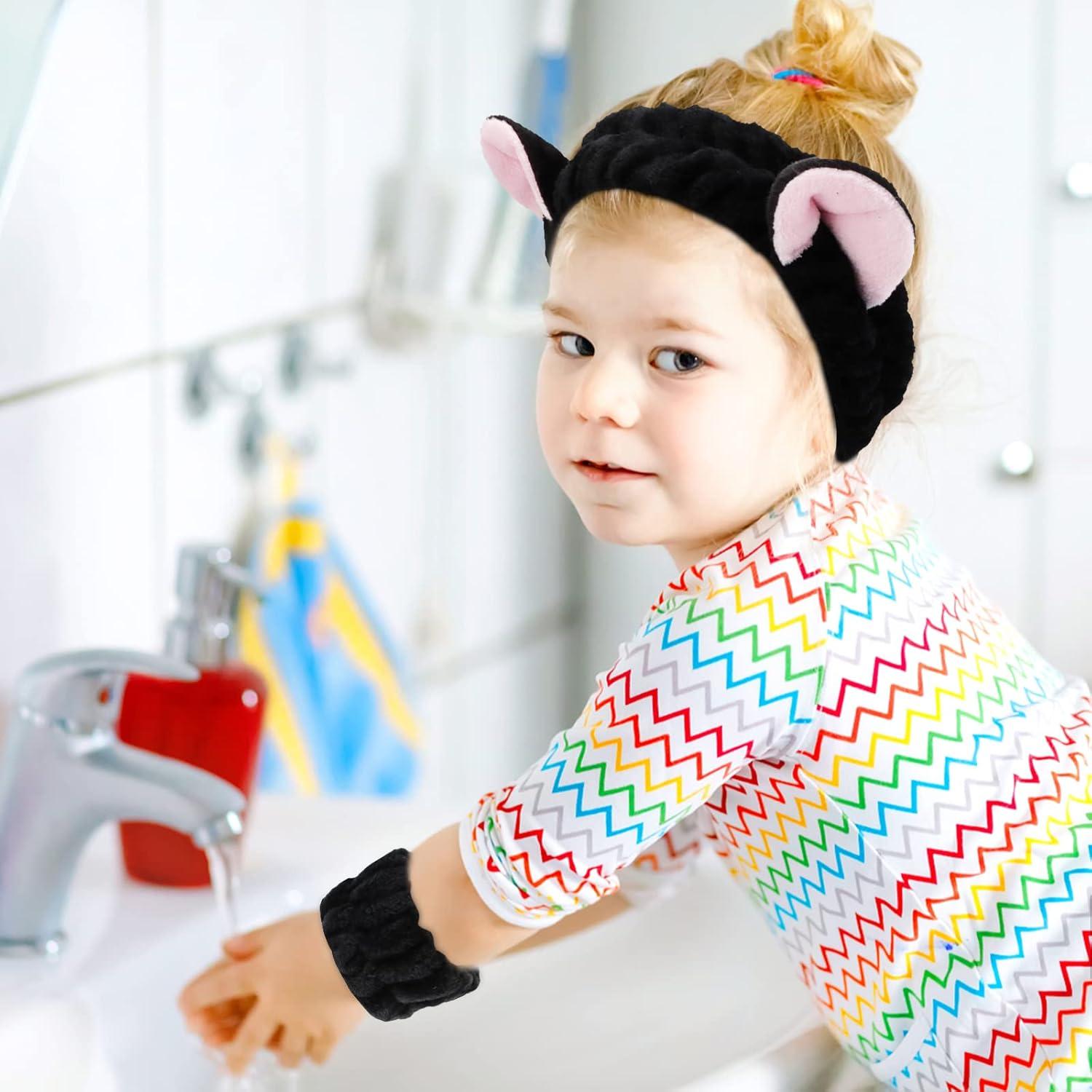 Set de Spa WHAVEL 3 Piezas Diadema Gato y Muñequera Negra