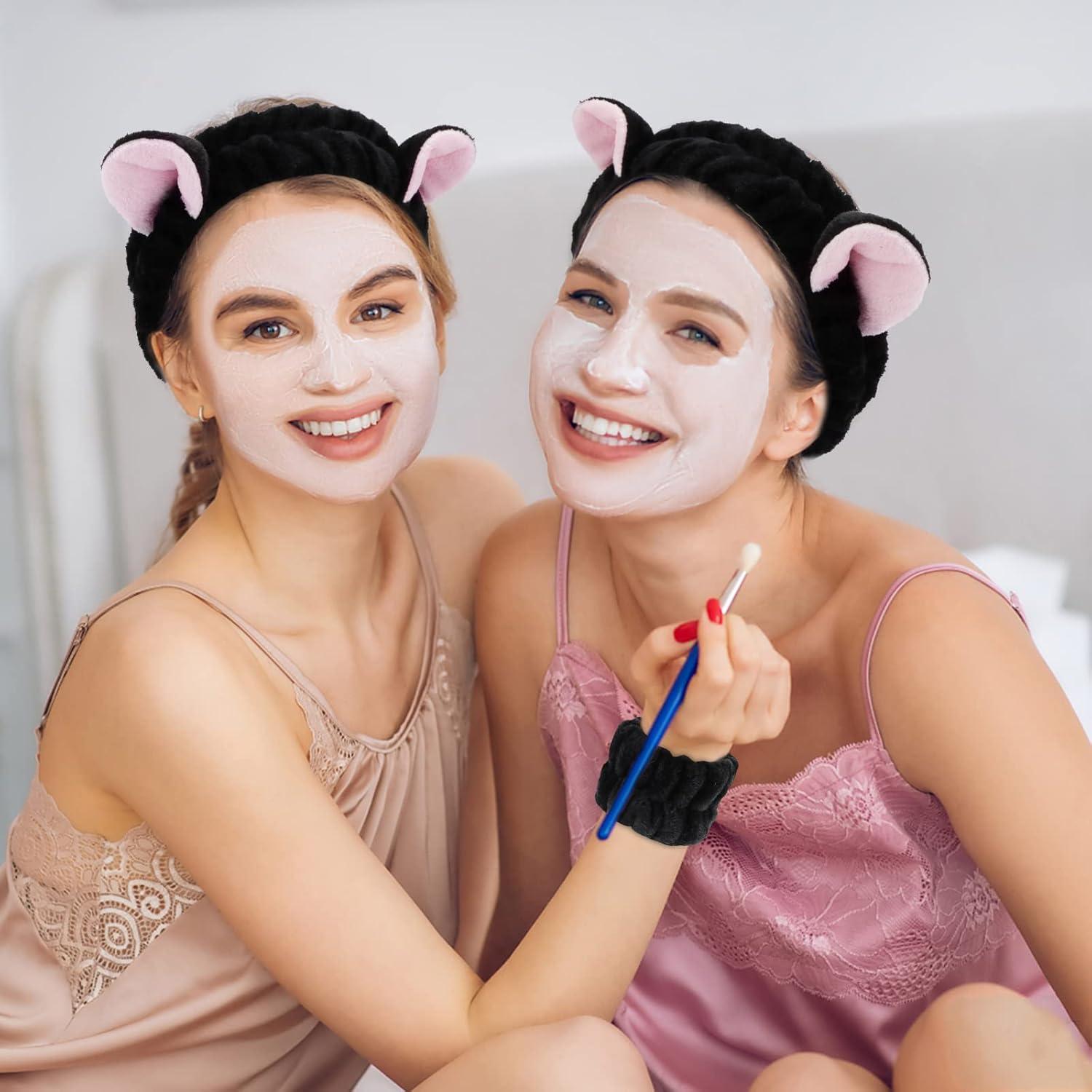 Set de Spa WHAVEL 3 Piezas Diadema Gato y Muñequera Negra