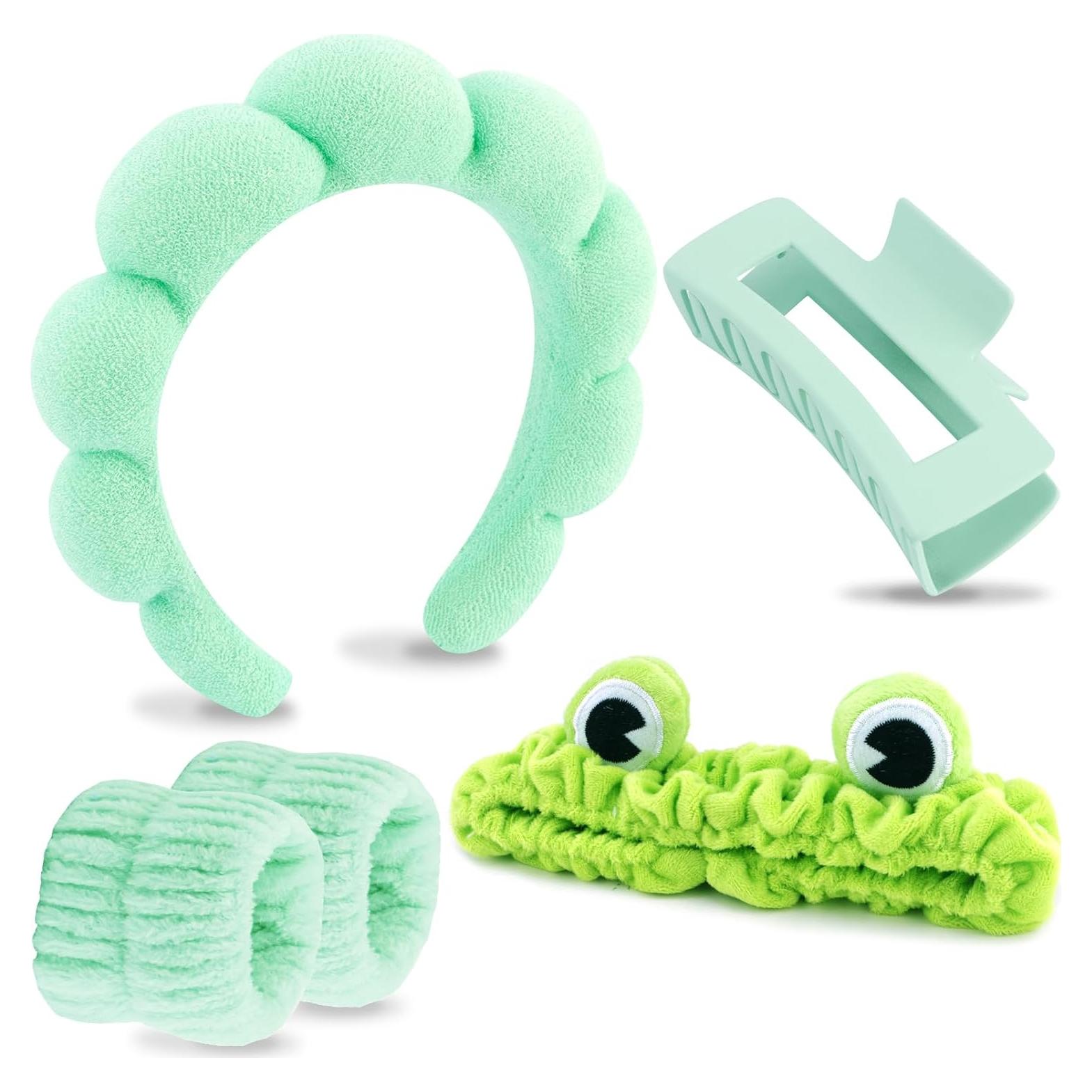 Banda de Cabeza Spa Velscrun Verde + 5 Piezas Accesorios