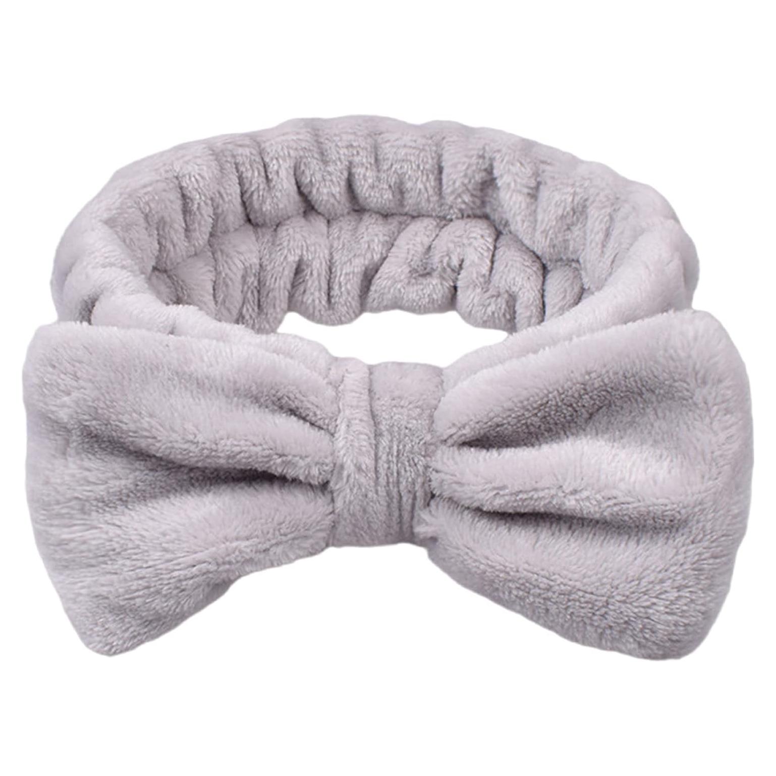 Diadema de Spa Gris Genérico con Lazo para Maquillaje