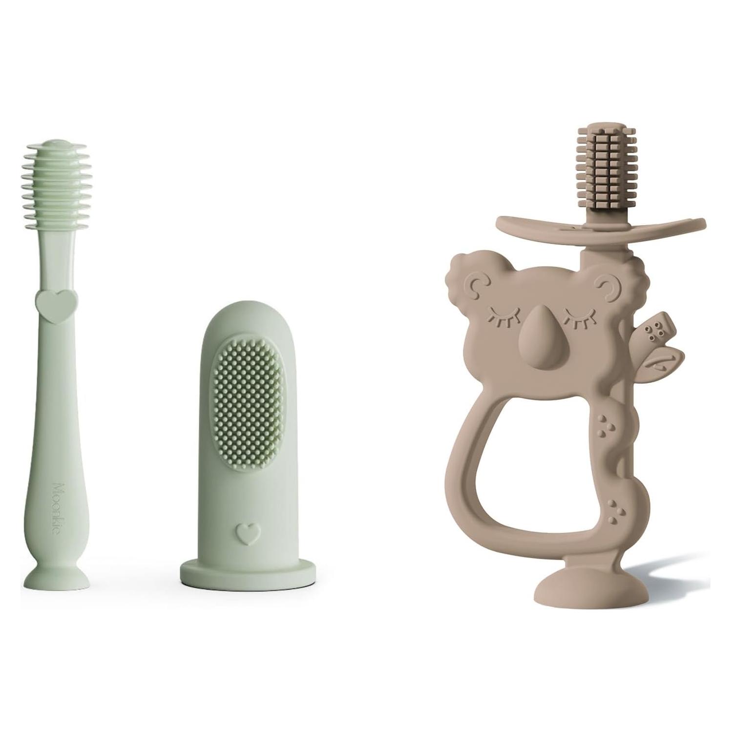 Kit de Cuidado Oral Bebé Moonkie | 2 Cepillos de Dedo y Limpiador de Lengua