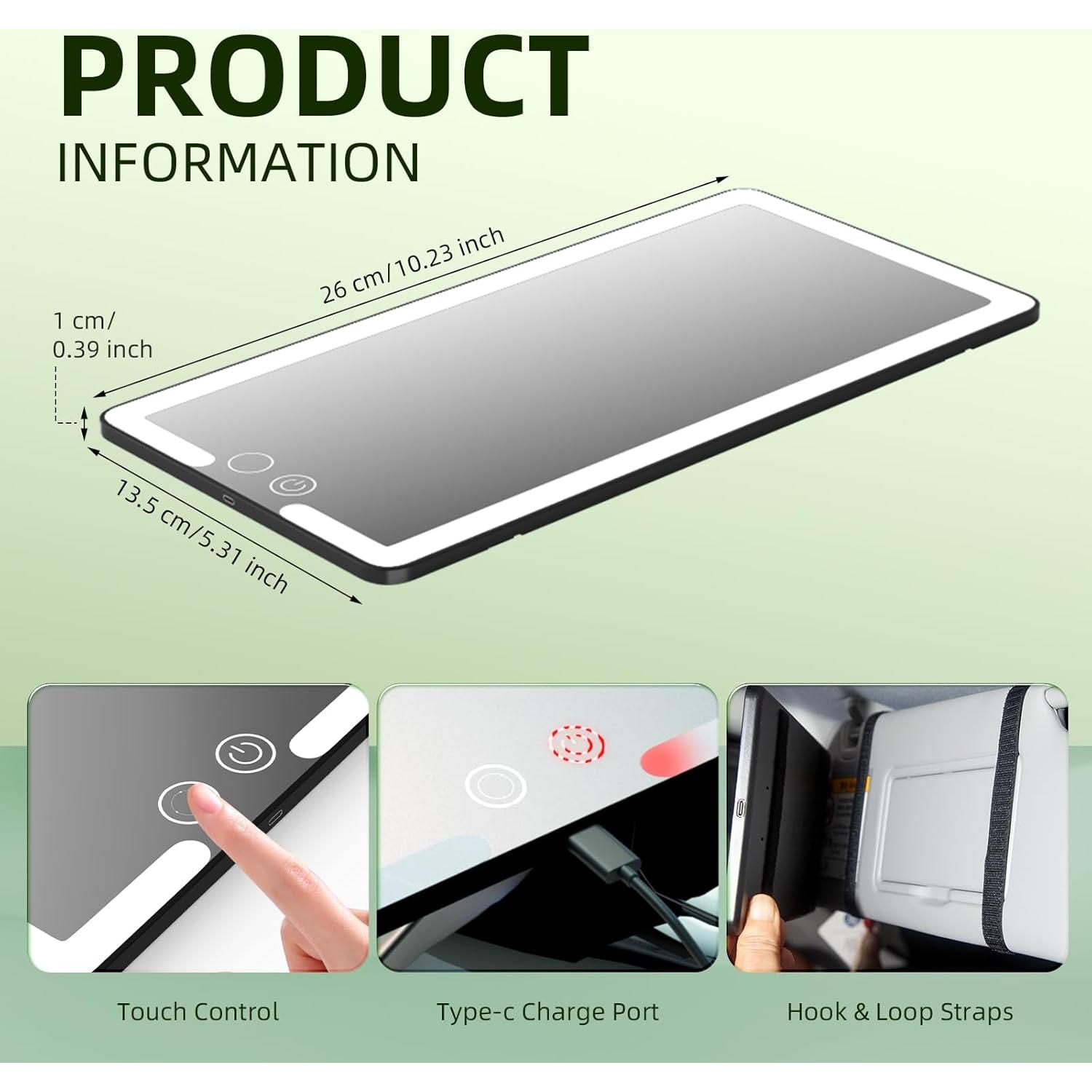 Espejo de Visera de Coche Junyaoxuan XY-770 con Luz LED Táctil