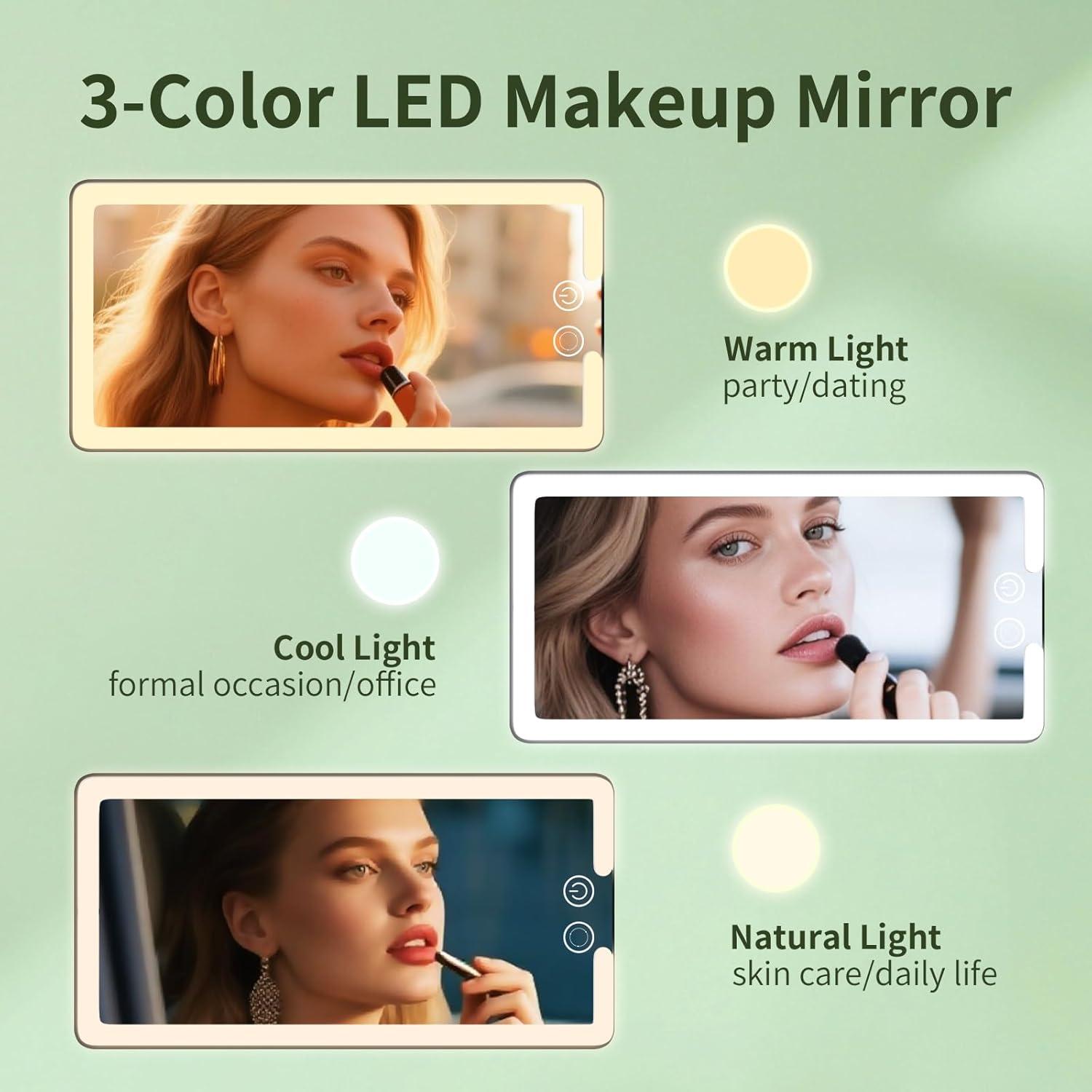 Espejo de Visera de Coche Junyaoxuan XY-770 con Luz LED Táctil