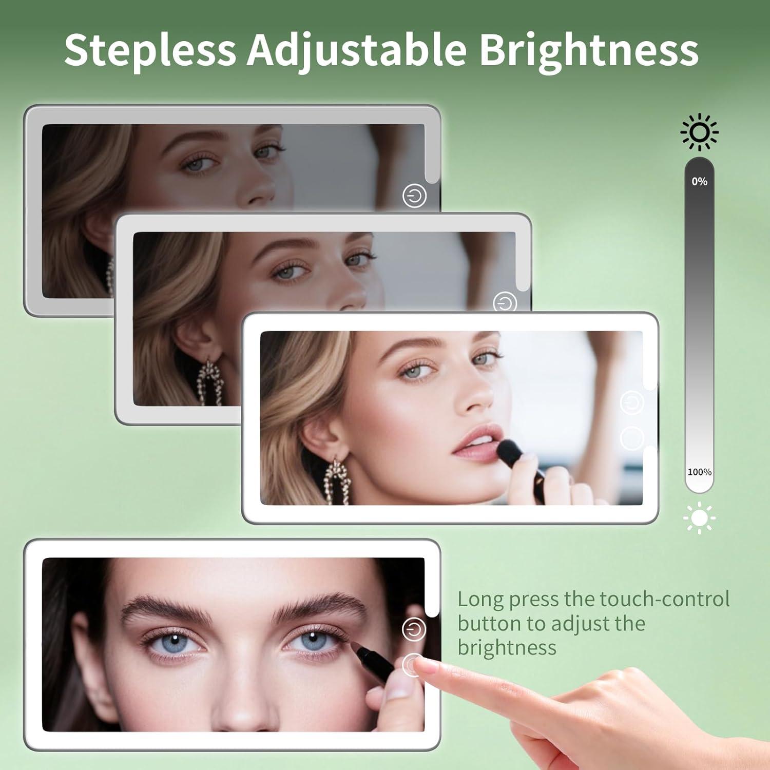 Espejo de Visera de Coche Junyaoxuan XY-770 con Luz LED Táctil