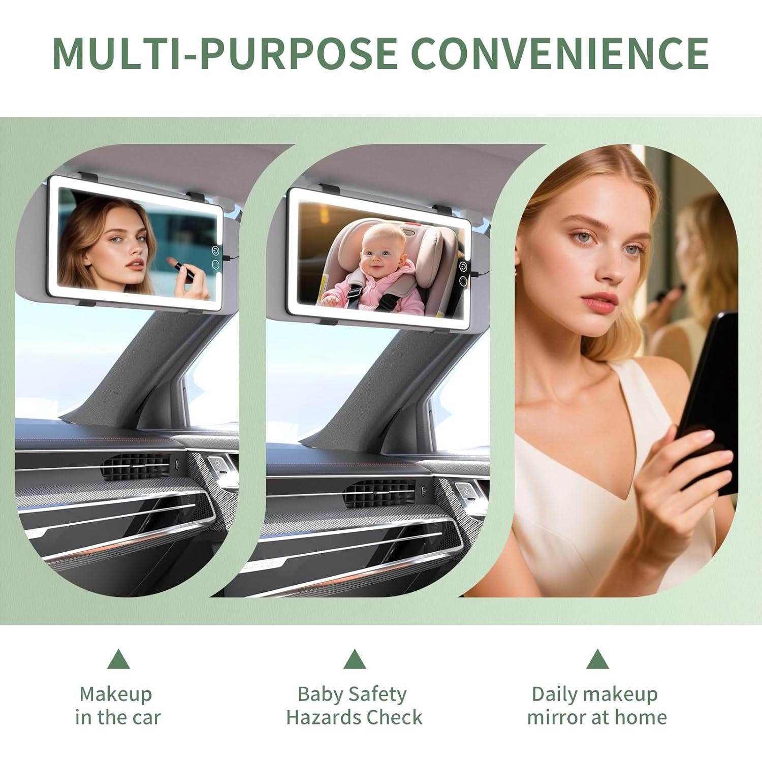 Espejo de Visera de Coche Junyaoxuan XY-770 con Luz LED Táctil