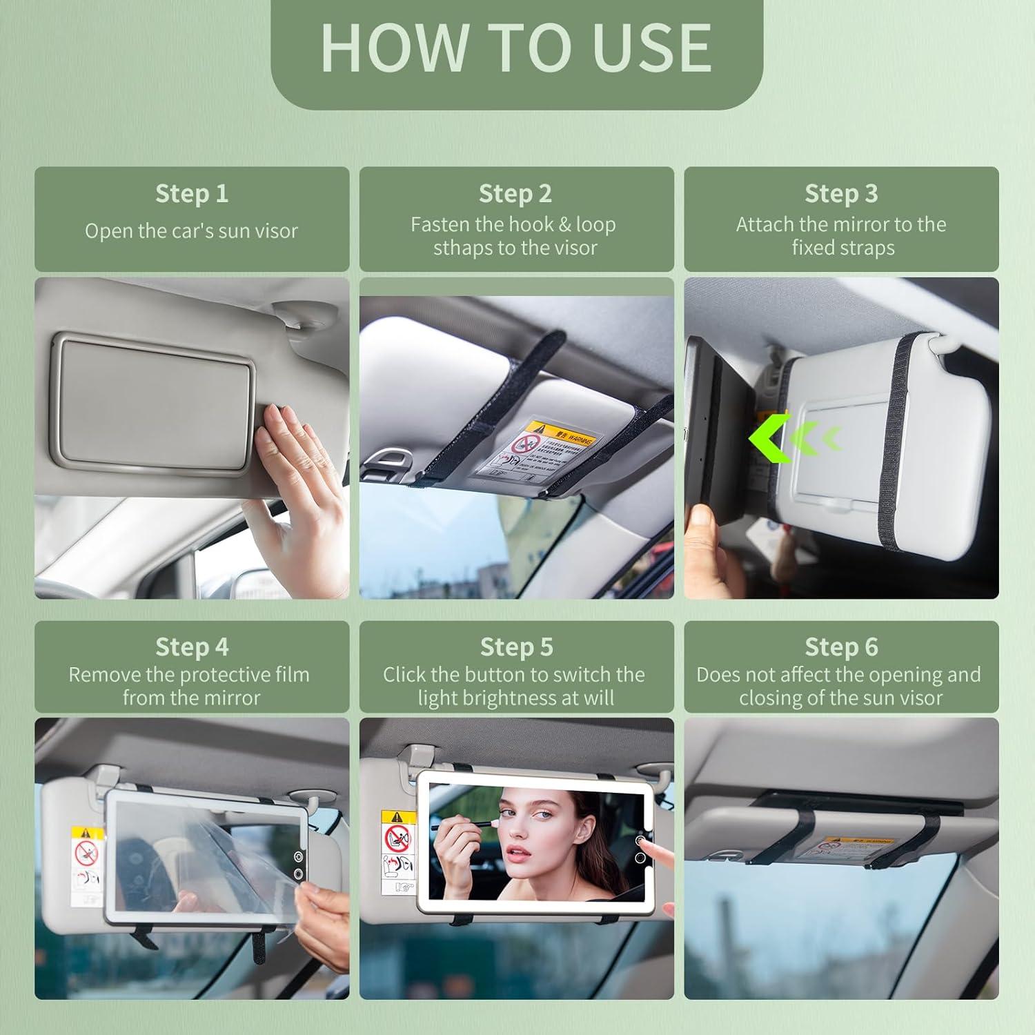 Espejo de Visera de Coche Junyaoxuan XY-770 con Luz LED Táctil