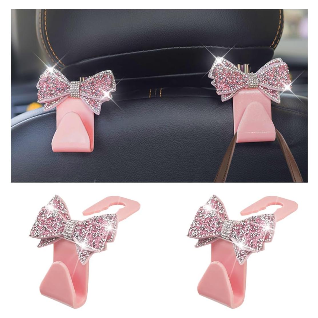 Gancho de reposacabezas de coche Bling Zpana, 2 piezas Rosa