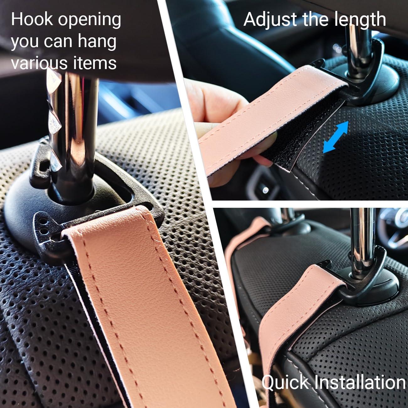 Ganchos para Bolsos de Auto Frayot, Correa Ajustable Rosa