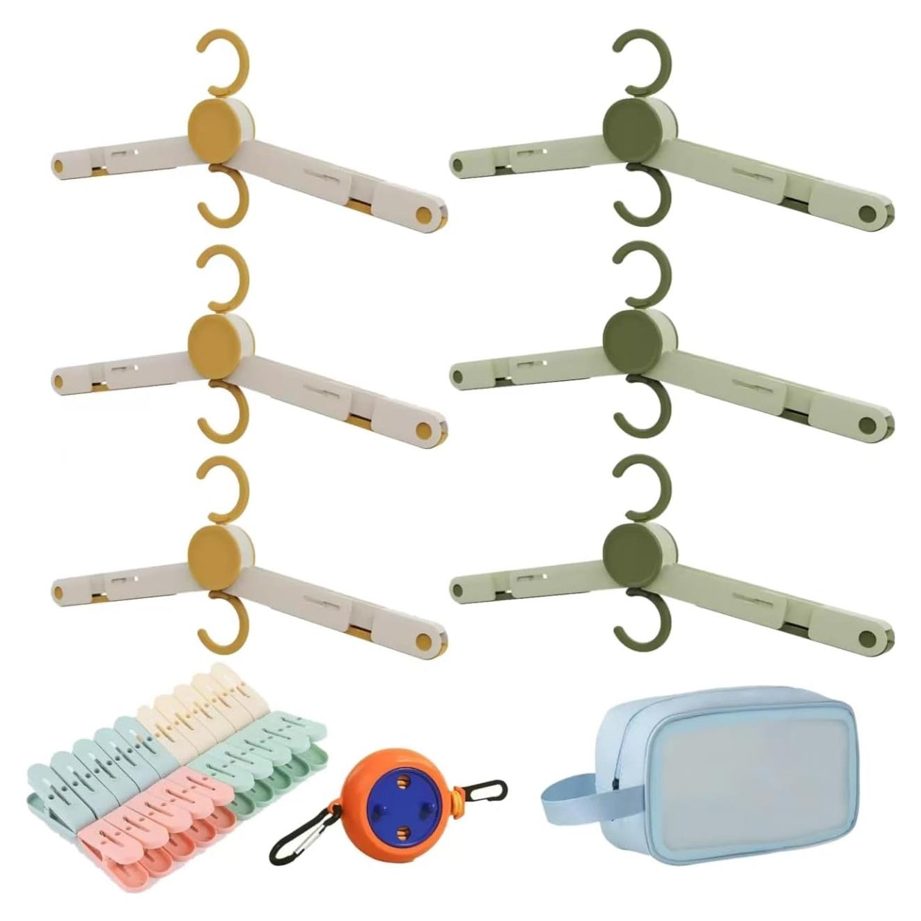 Perchas de Viaje Plegables YIMCABDG - 6 Perchas + Cuerda 10m