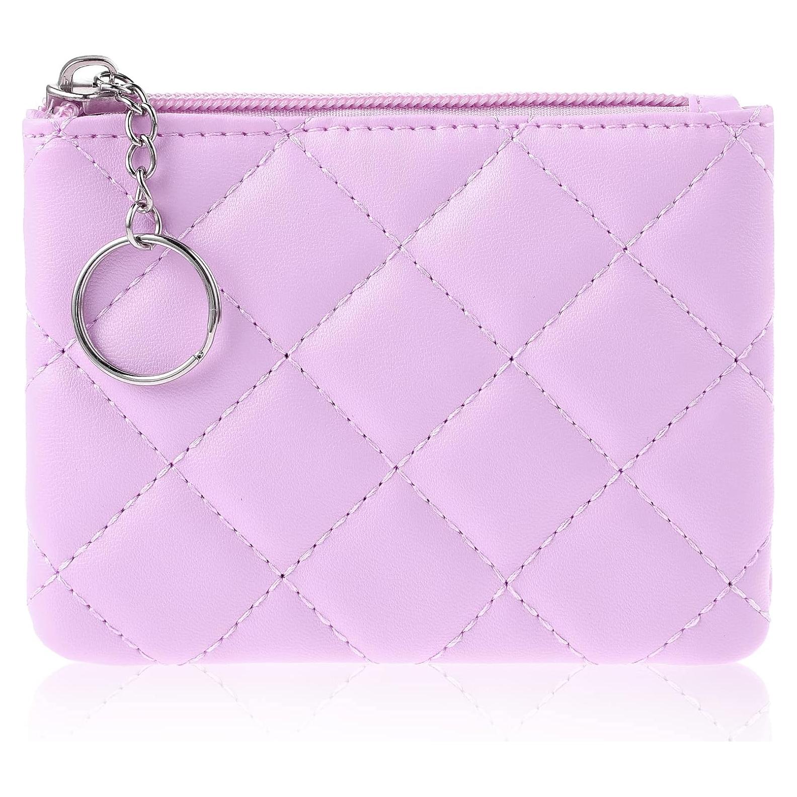 Monedero TIESOME Bordado de Rombo PU Púrpura 12.5x10cm