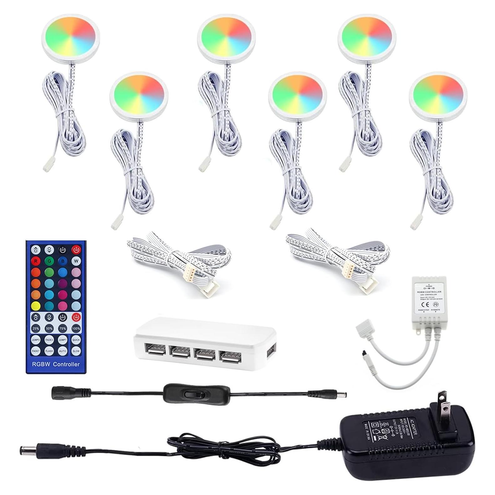 Kit de Iluminación LED AIBOO 6 Luces Puck RGBWW 18W
