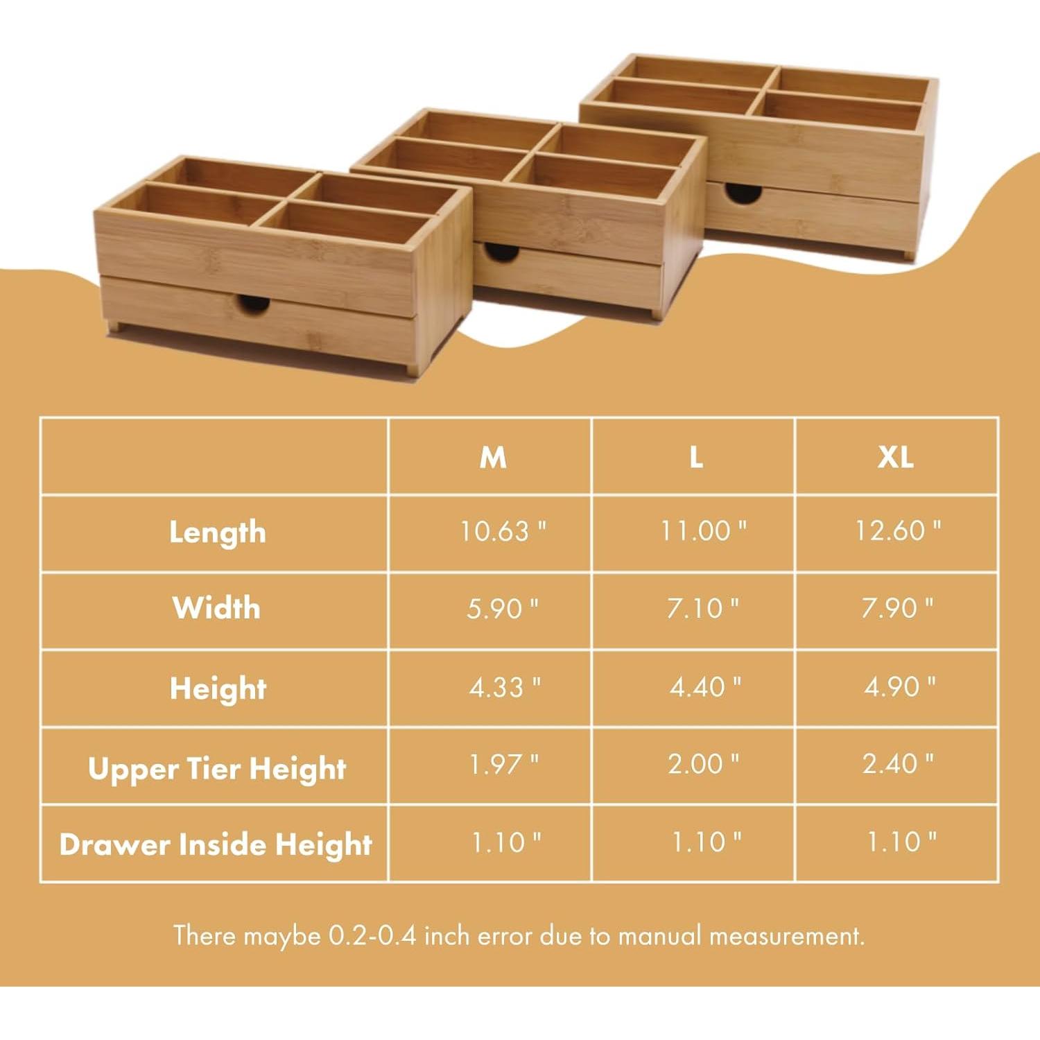 Organizador de Maquillaje GOBAM de Bambú Natural 32x20cm