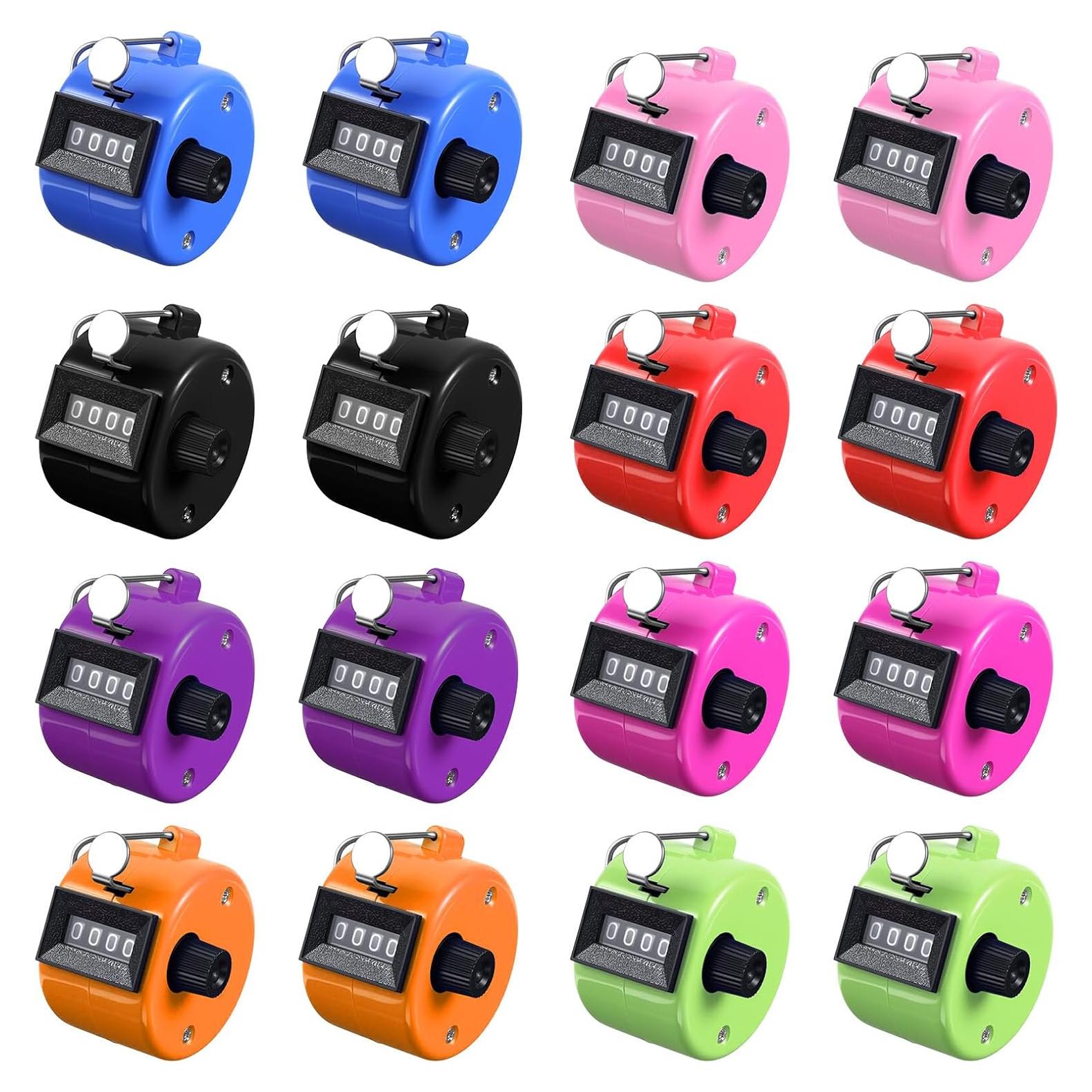 16 Contadores Manuales Clicker MAQUITA 4 Dígitos Coloridos