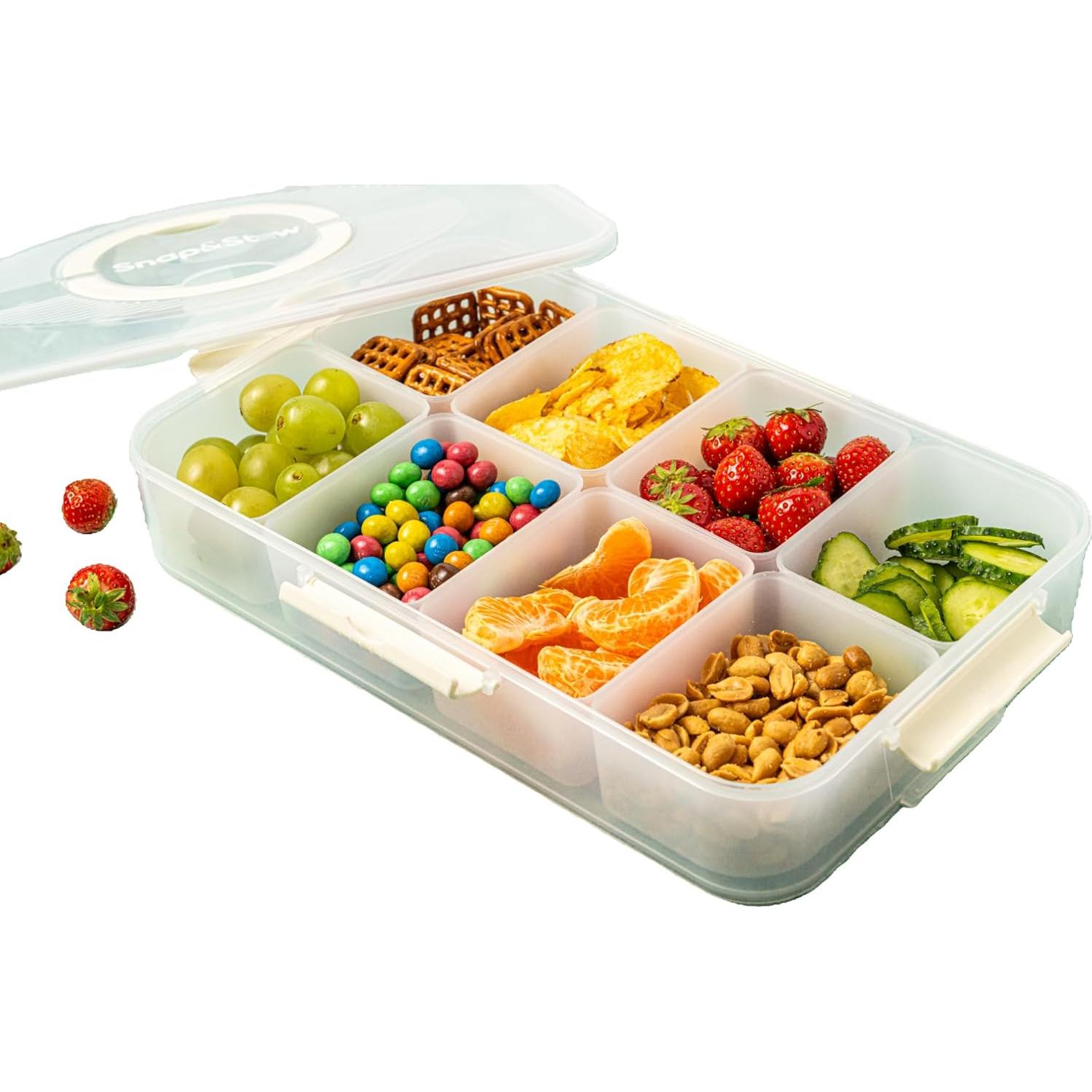 Caja de bocadillos apilable Snap&Stow con 8 compartimentos