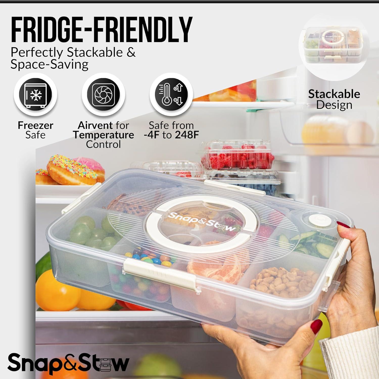 Caja de bocadillos apilable Snap&Stow con 8 compartimentos