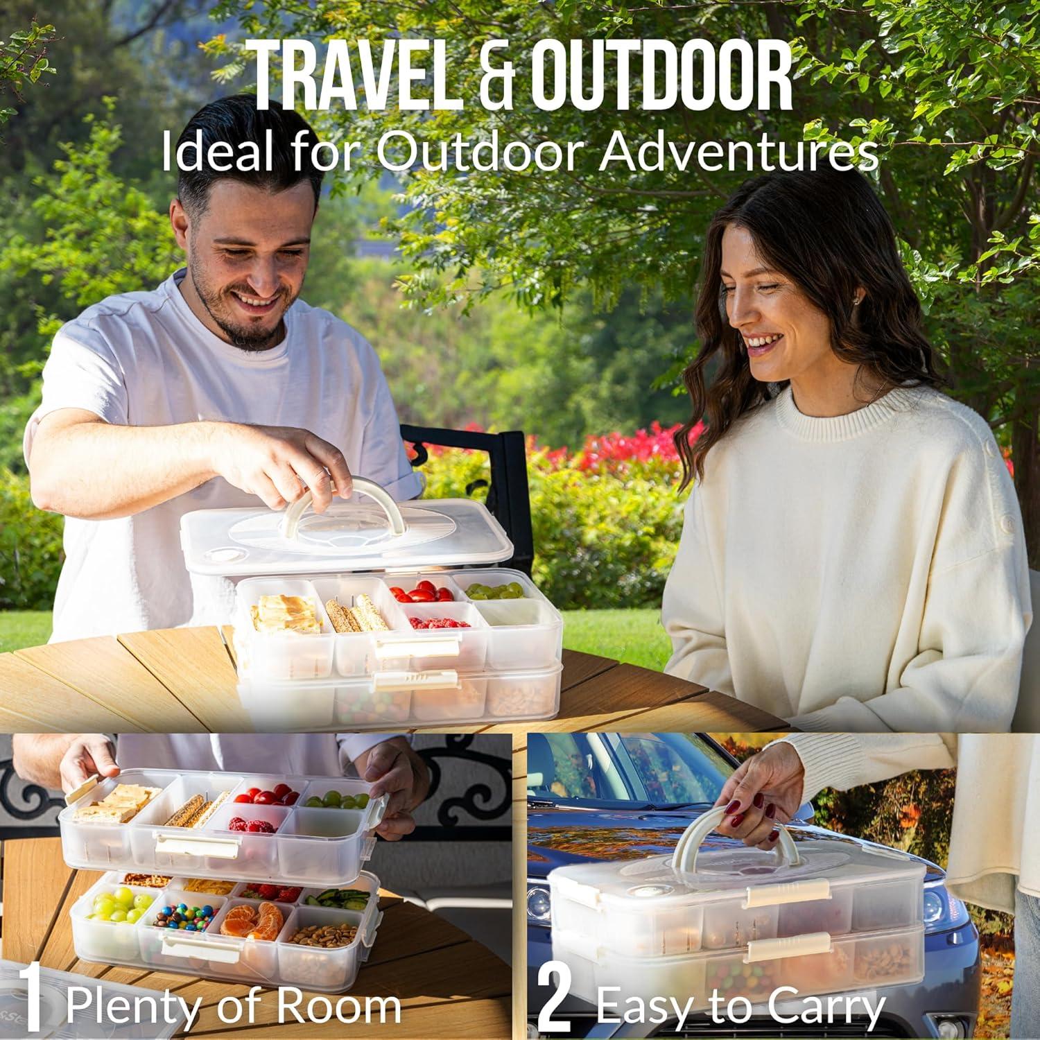 Caja de bocadillos apilable Snap&Stow con 8 compartimentos