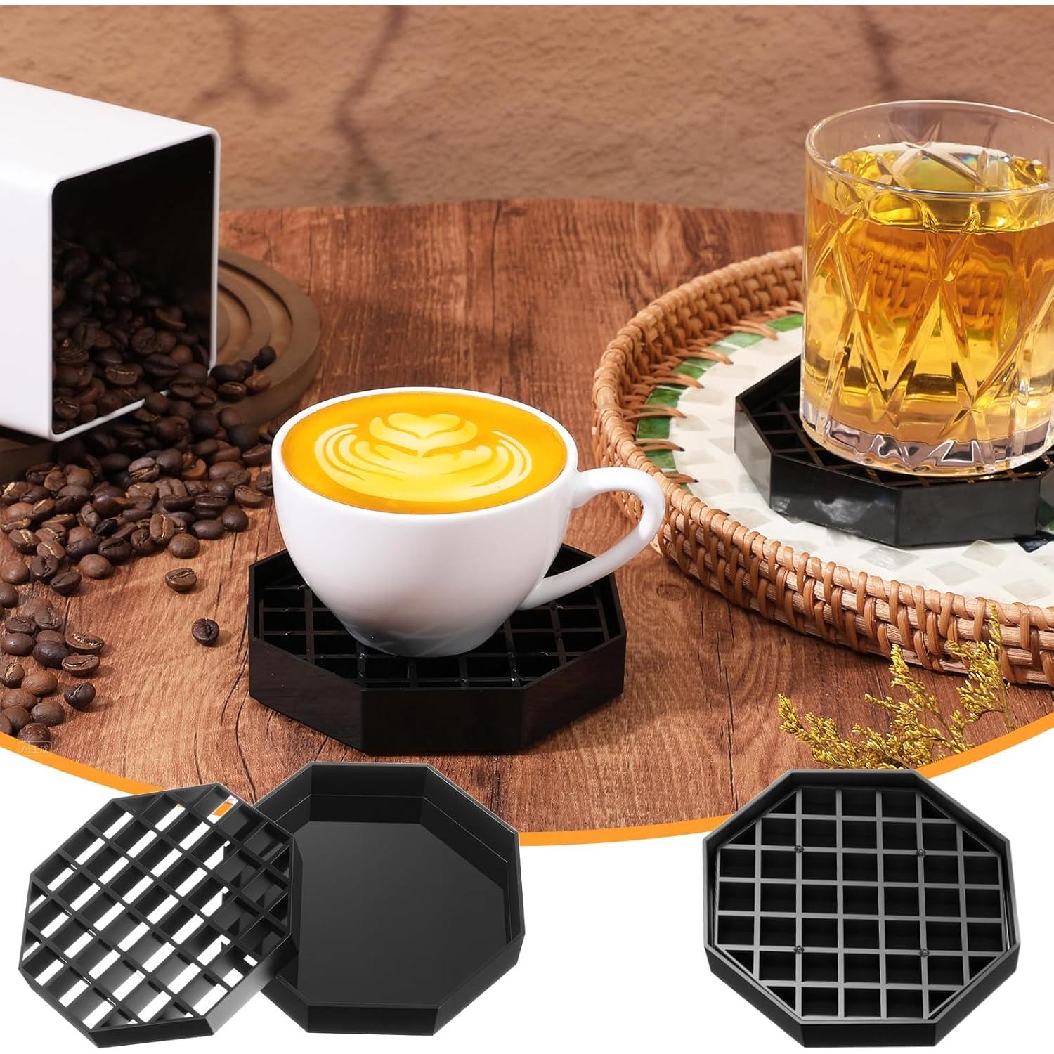 8 Bandejas de Goteo Octagonales MBAIYO 10.4cm Plástico Negro