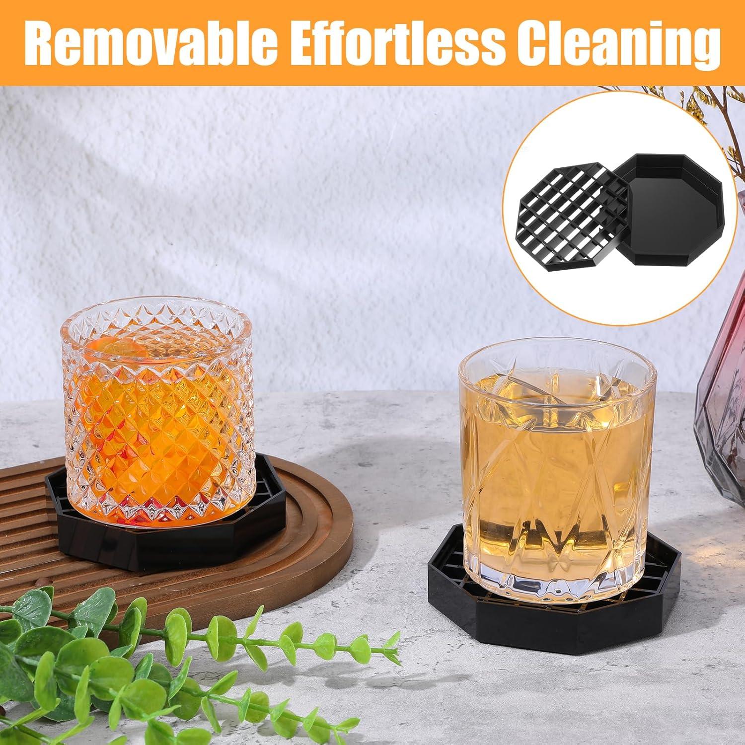 8 Bandejas de Goteo Octagonales MBAIYO 10.4cm Plástico Negro