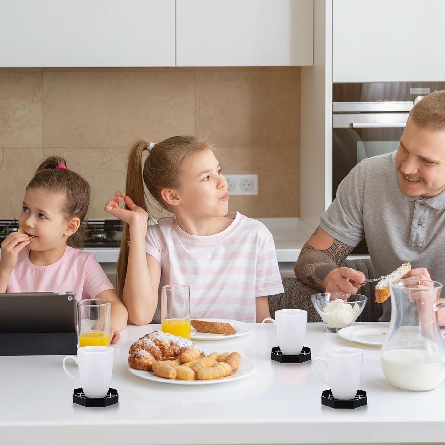 8 Bandejas de Goteo Octagonales MBAIYO 10.4cm Plástico Negro