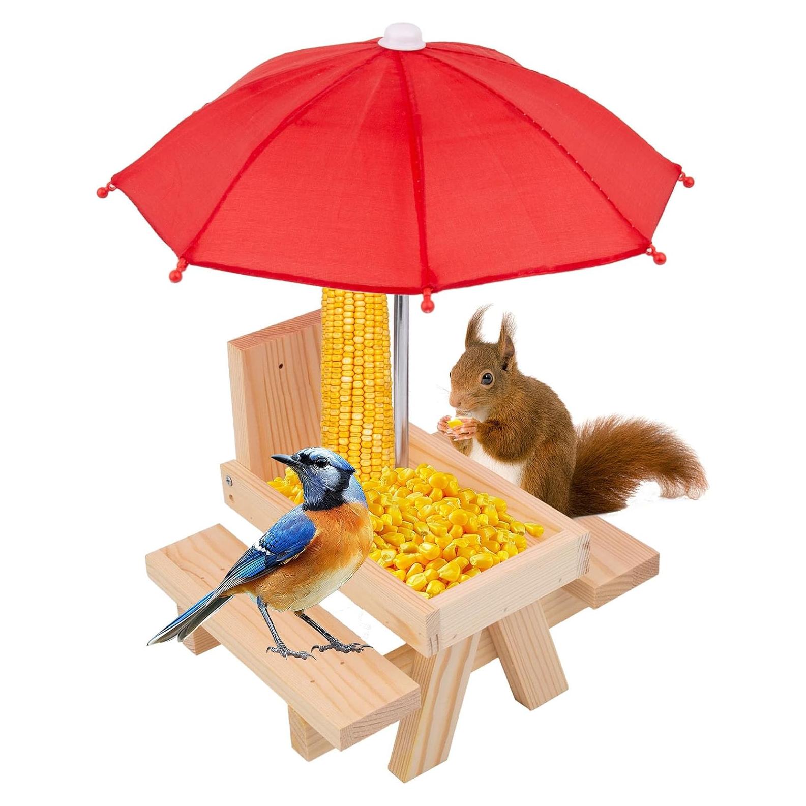 Mesa de Picnic para Ardillas Camii con Paraguas Rojo 0.59 kg