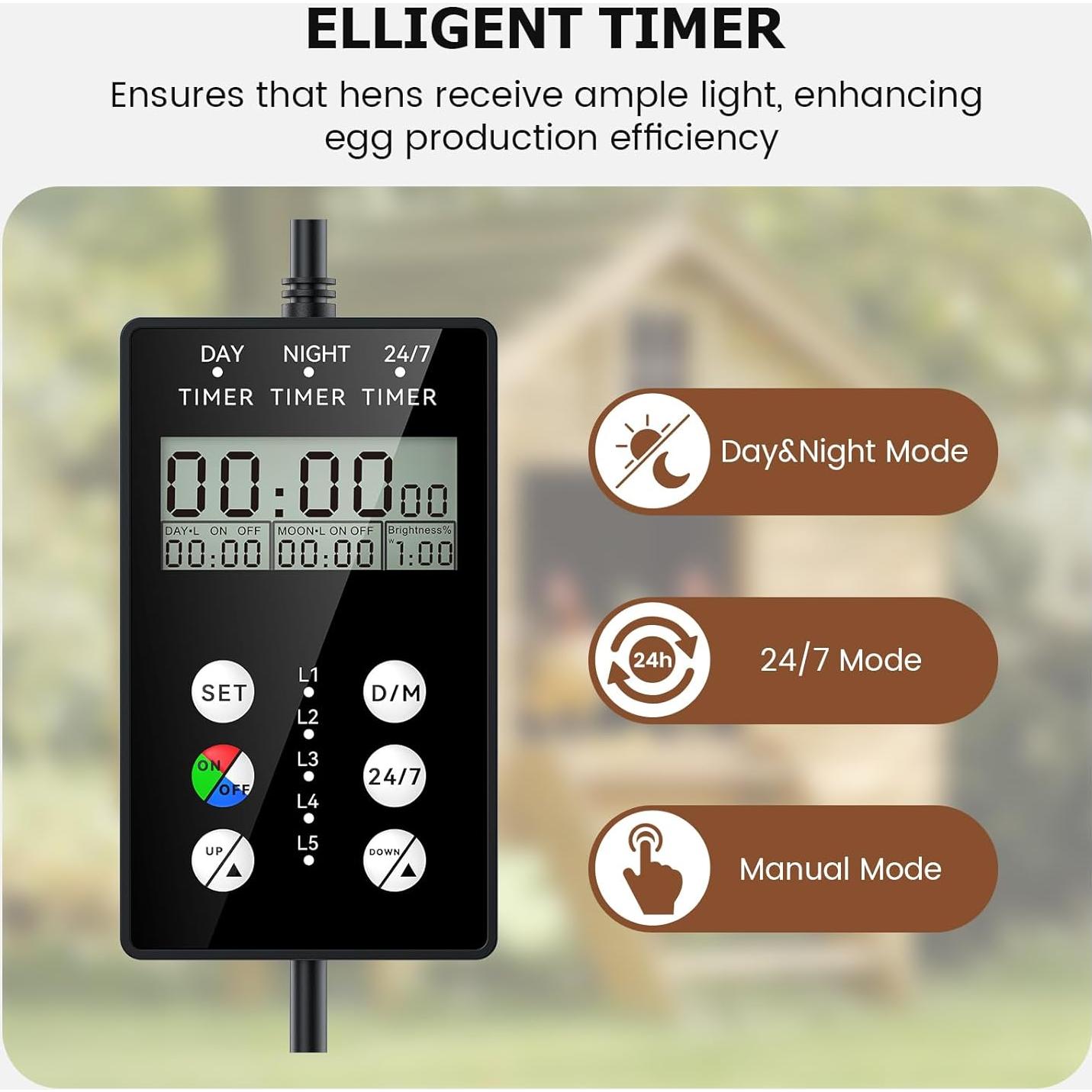 Extensor de Luz Diurna LED Neitra DSQ-01 para Gallinero