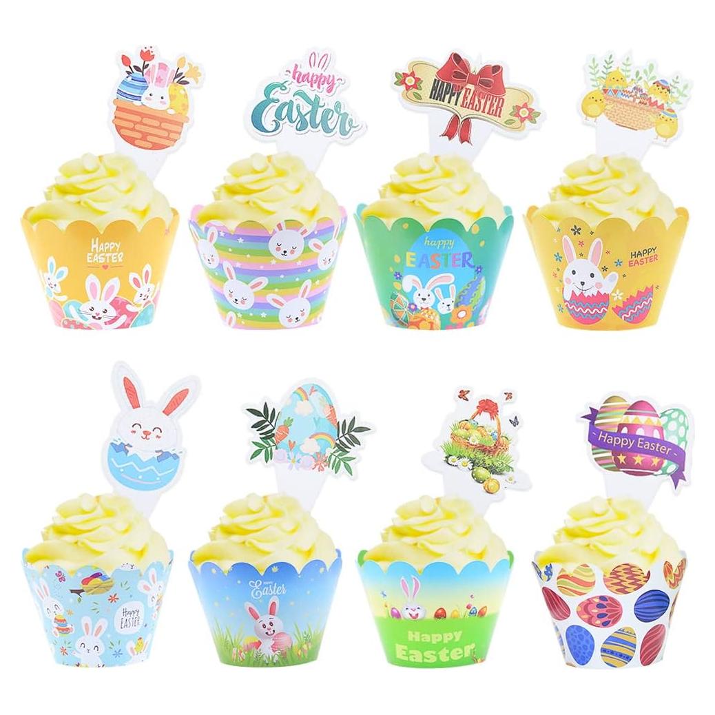 48 Piezas Decoraciones de Cupcakes de Pascua Boerni