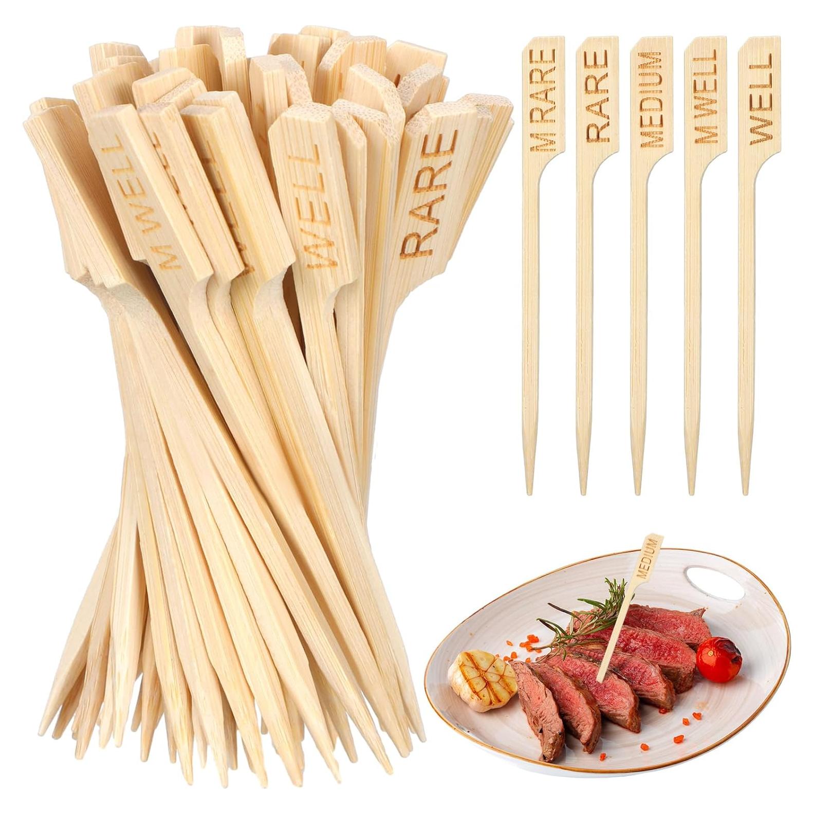 200 Palitos Marcadores de Carne de Bambú Thyle 10 cm Asortidos
