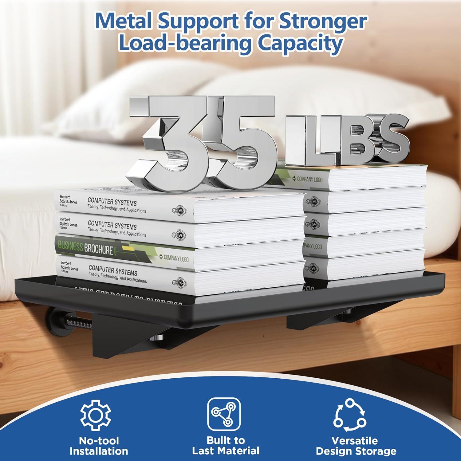 Estante de Cama BietrunPro Negro Ajustable 32x23 cm