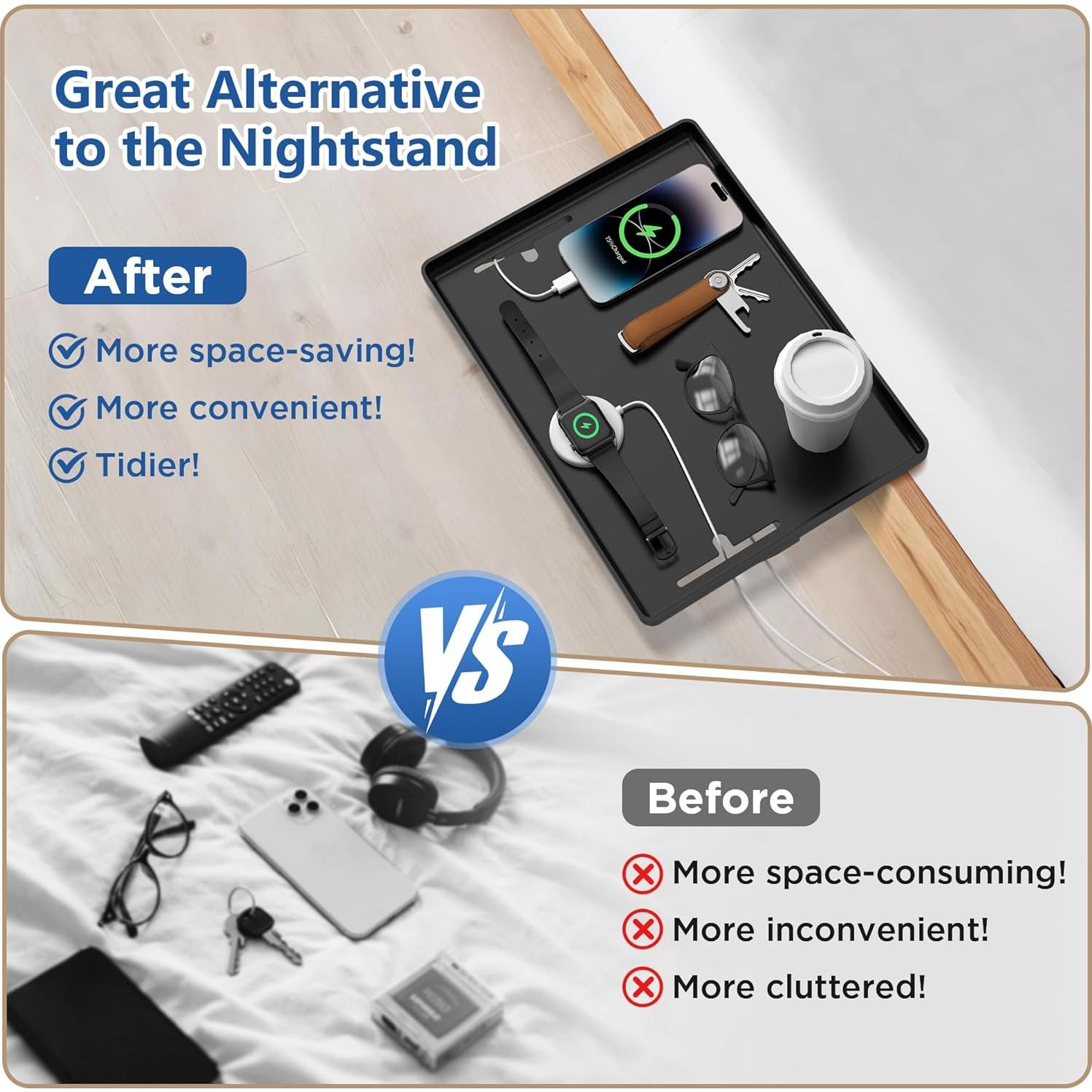 Estante de Cama BietrunPro Negro Ajustable 32x23 cm