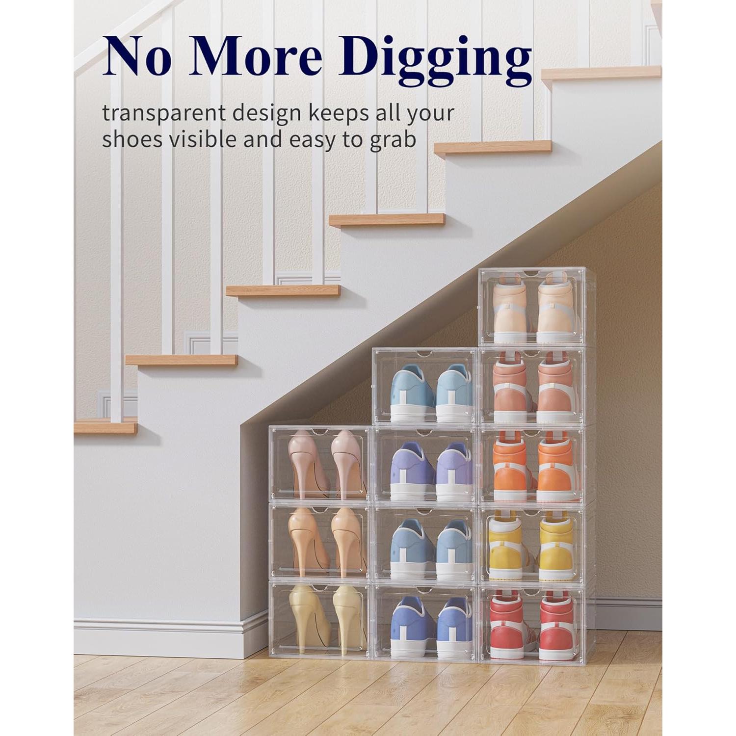 Kitsure Organizador de Zapatos Plegable - 12 Cajas Transparentes