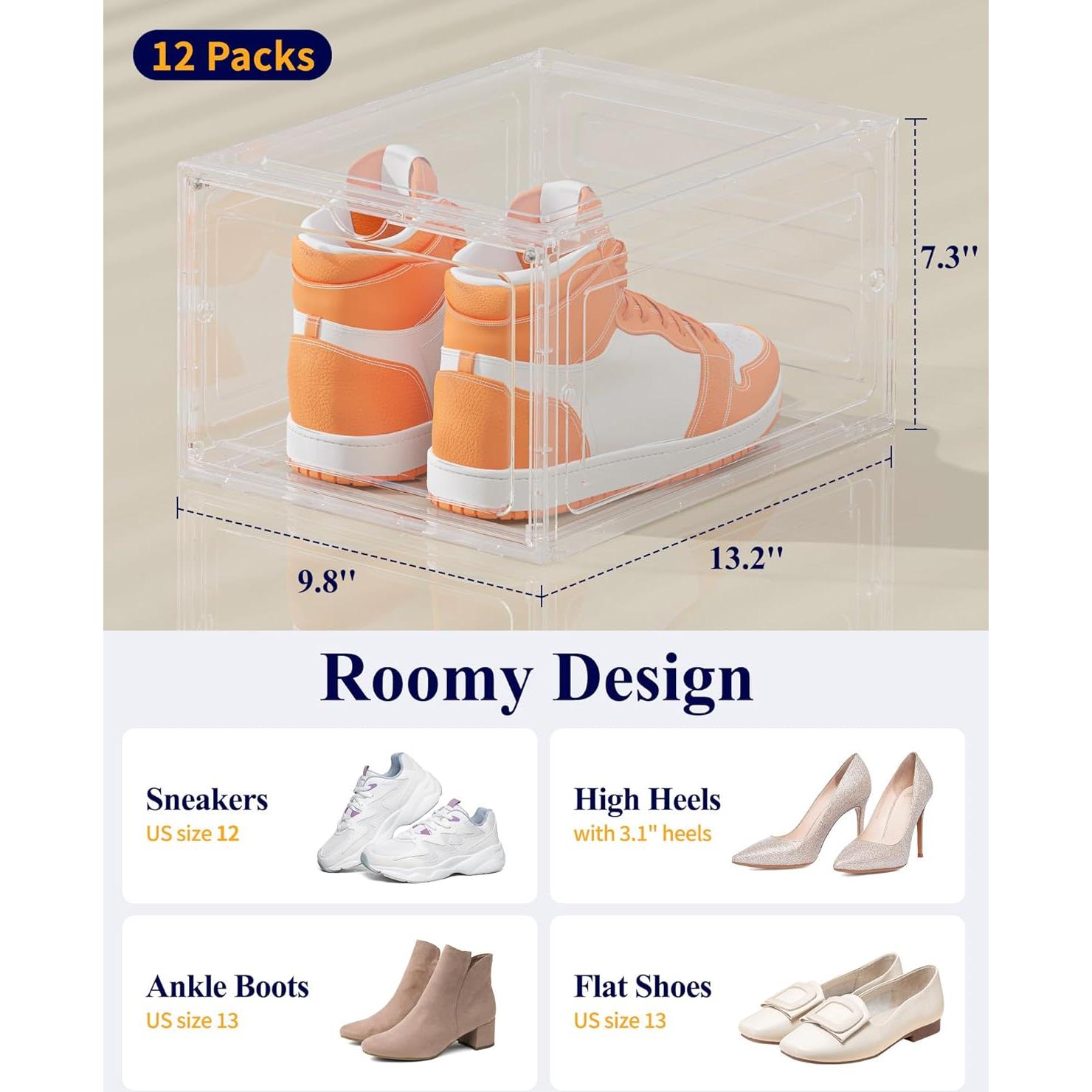 Kitsure Organizador de Zapatos Plegable - 12 Cajas Transparentes