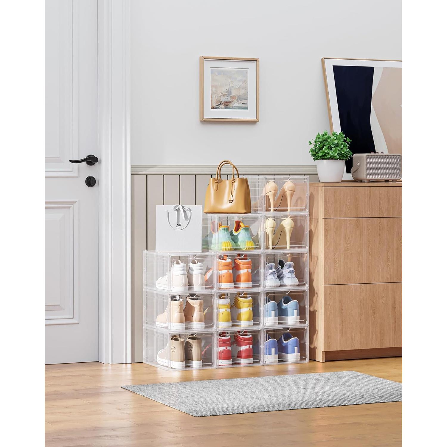 Kitsure Organizador de Zapatos Plegable - 12 Cajas Transparentes