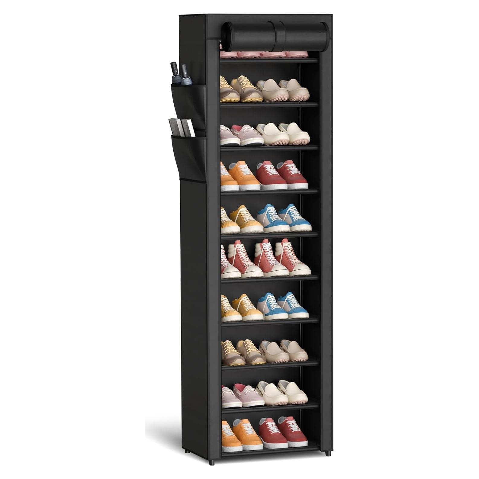 Zapatero Kitsure de 10 Niveles con Funda Antipolvo Negro