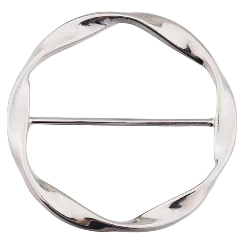 Anillo Broche de Cinta de Seda Torcido Plata 40mm para Mujeres