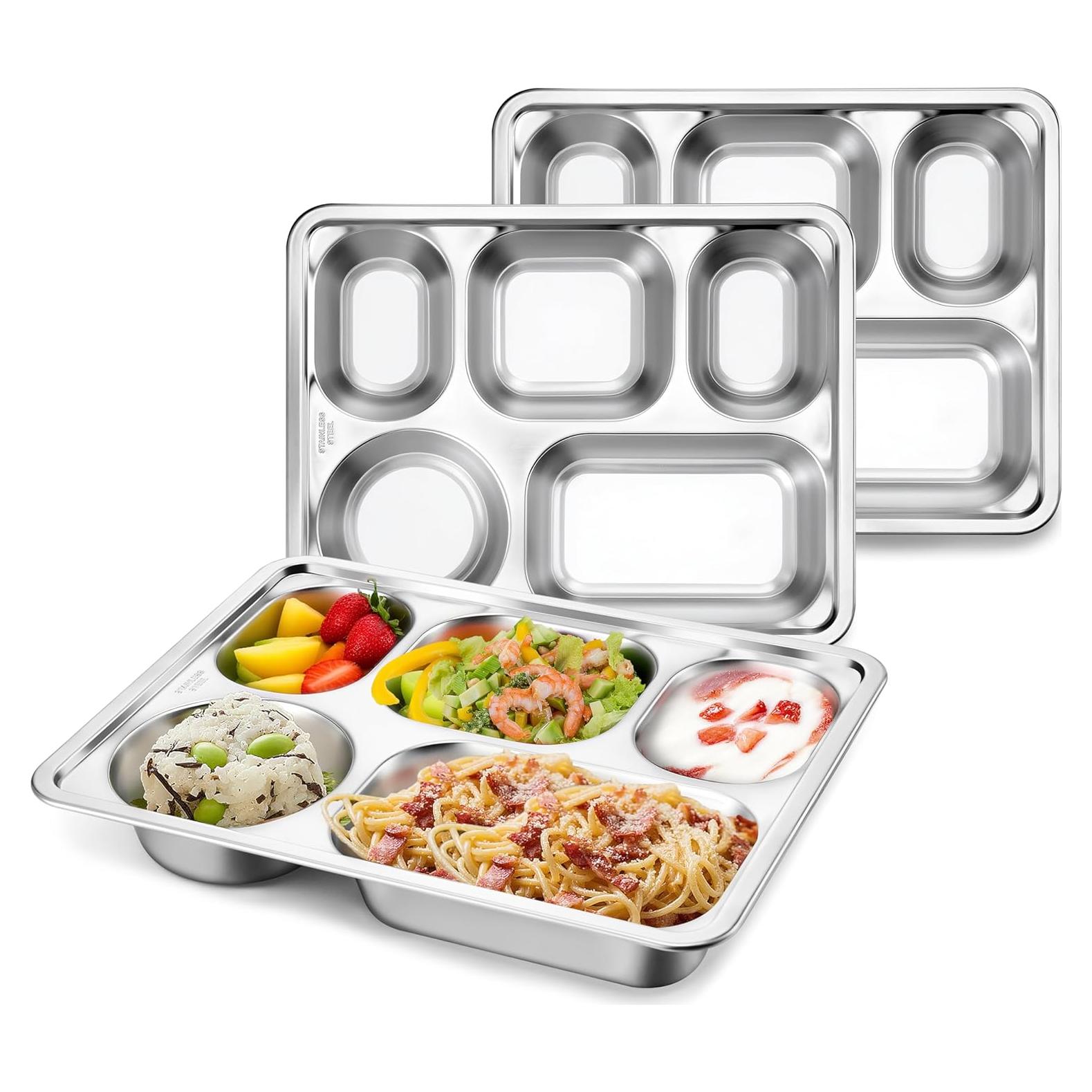 Platos Divididos de Acero Inoxidable HaWare 3PCS 5 Compartimentos