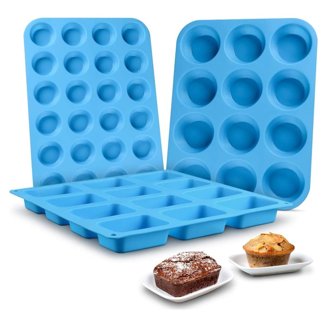 Molde de Silicona para Muffin CAKETIME - 3 Piezas 12 y 24 Tazas