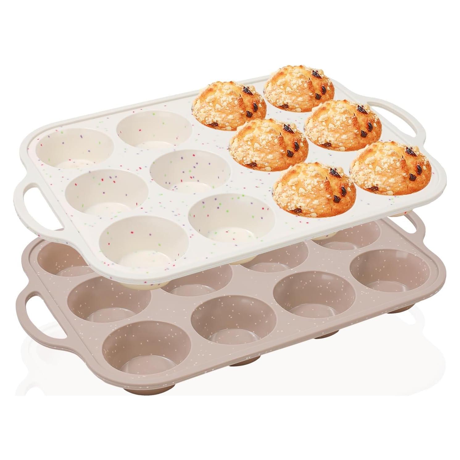 Molde para Muffins de Silicona Vinino 2Pack 12 Tazas Antiadherente