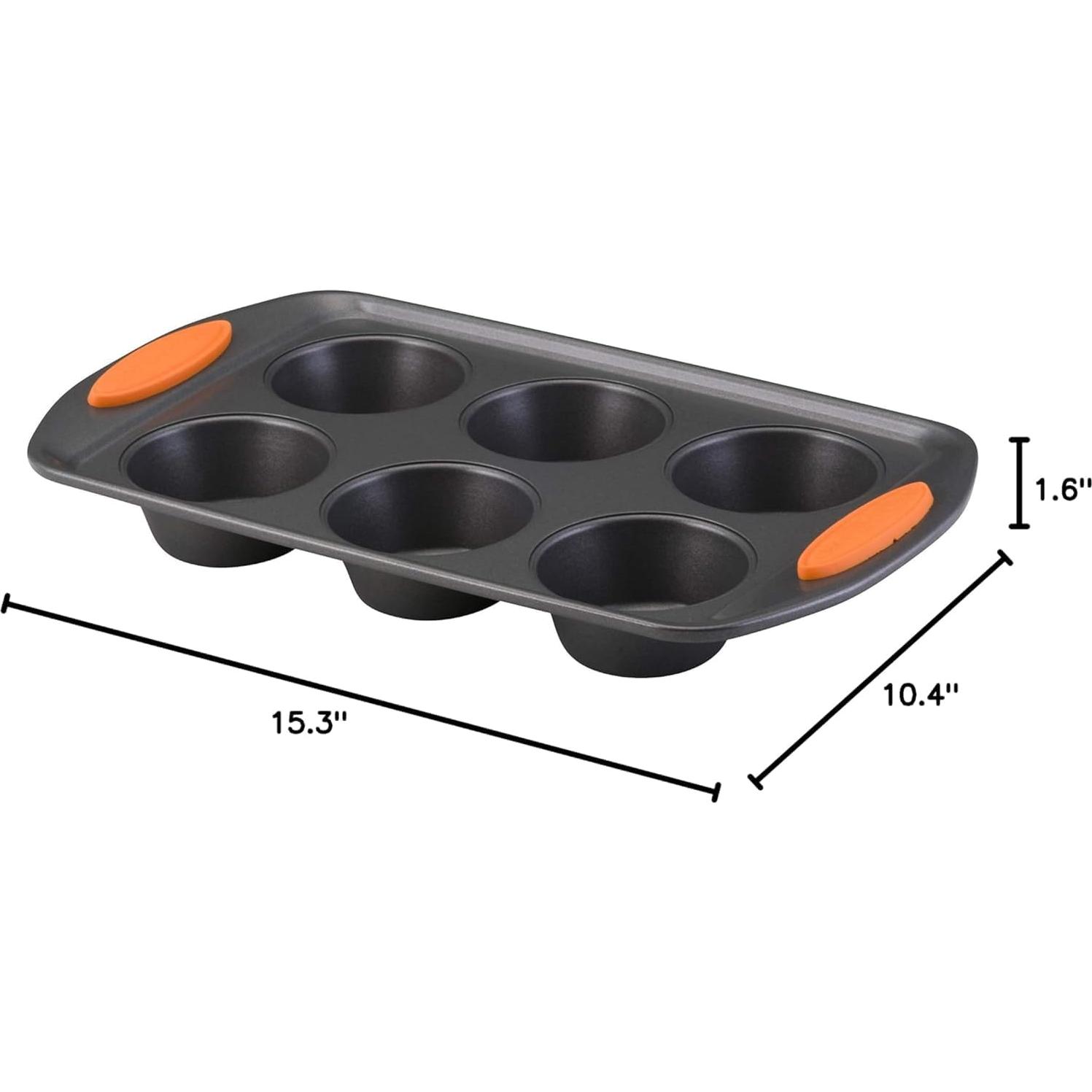 Molde para Muffins Antiadherente Rachael Ray 6 Tazas Naranja