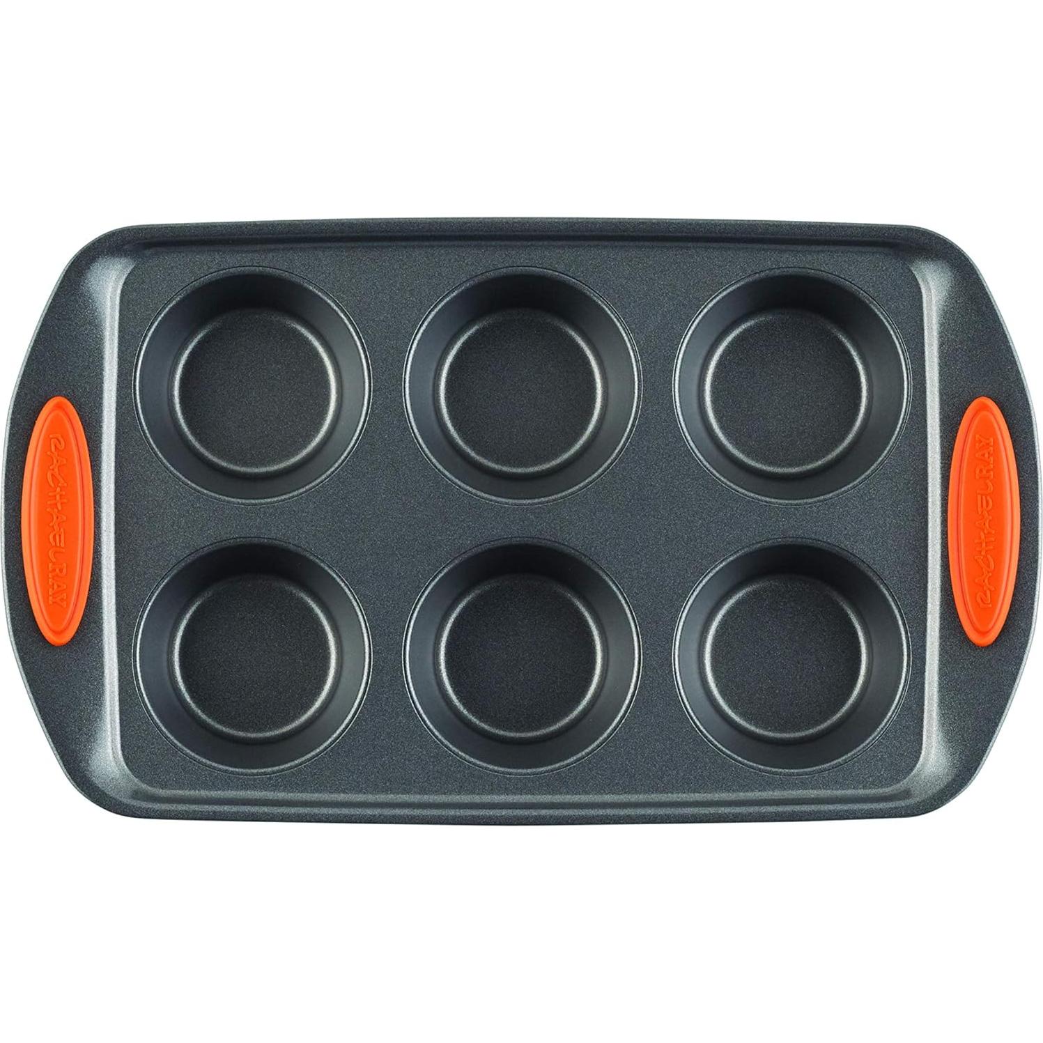 Molde para Muffins Antiadherente Rachael Ray 6 Tazas Naranja