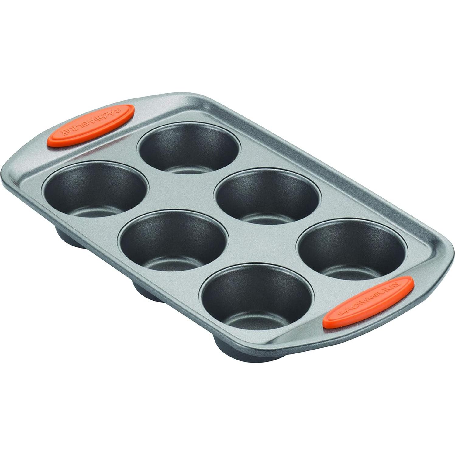 Molde para Muffins Antiadherente Rachael Ray 6 Tazas Naranja