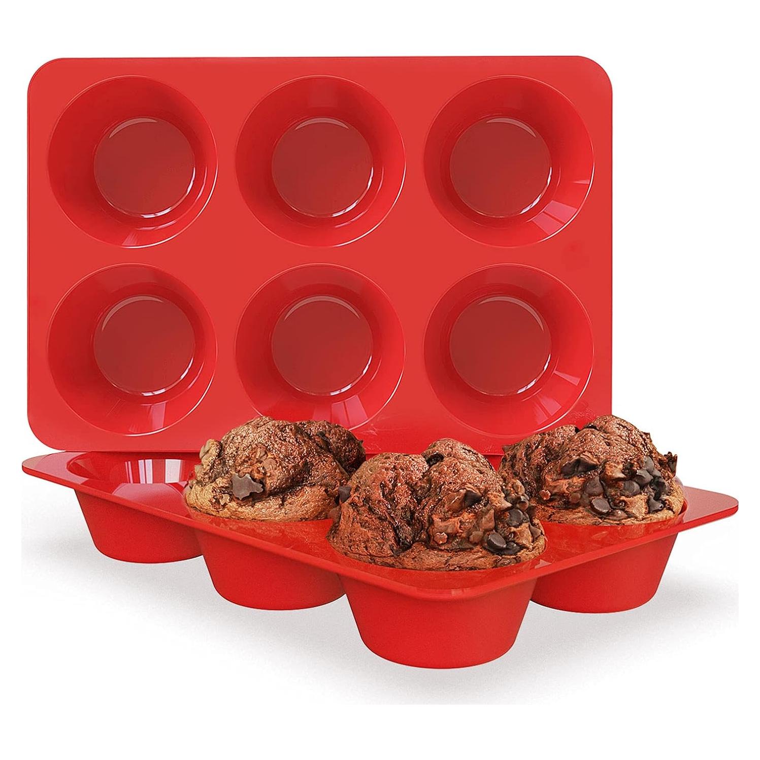 Molde para Muffin Jumbo SILIVO - 2 Paquetes de 6 Tazas Antiadherente